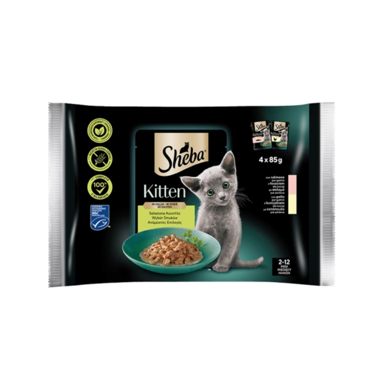 Sheba Kitten τροφή γάτας ανάμεικτες επιλογές σε σάλτσα 4x85g εικόνα 1