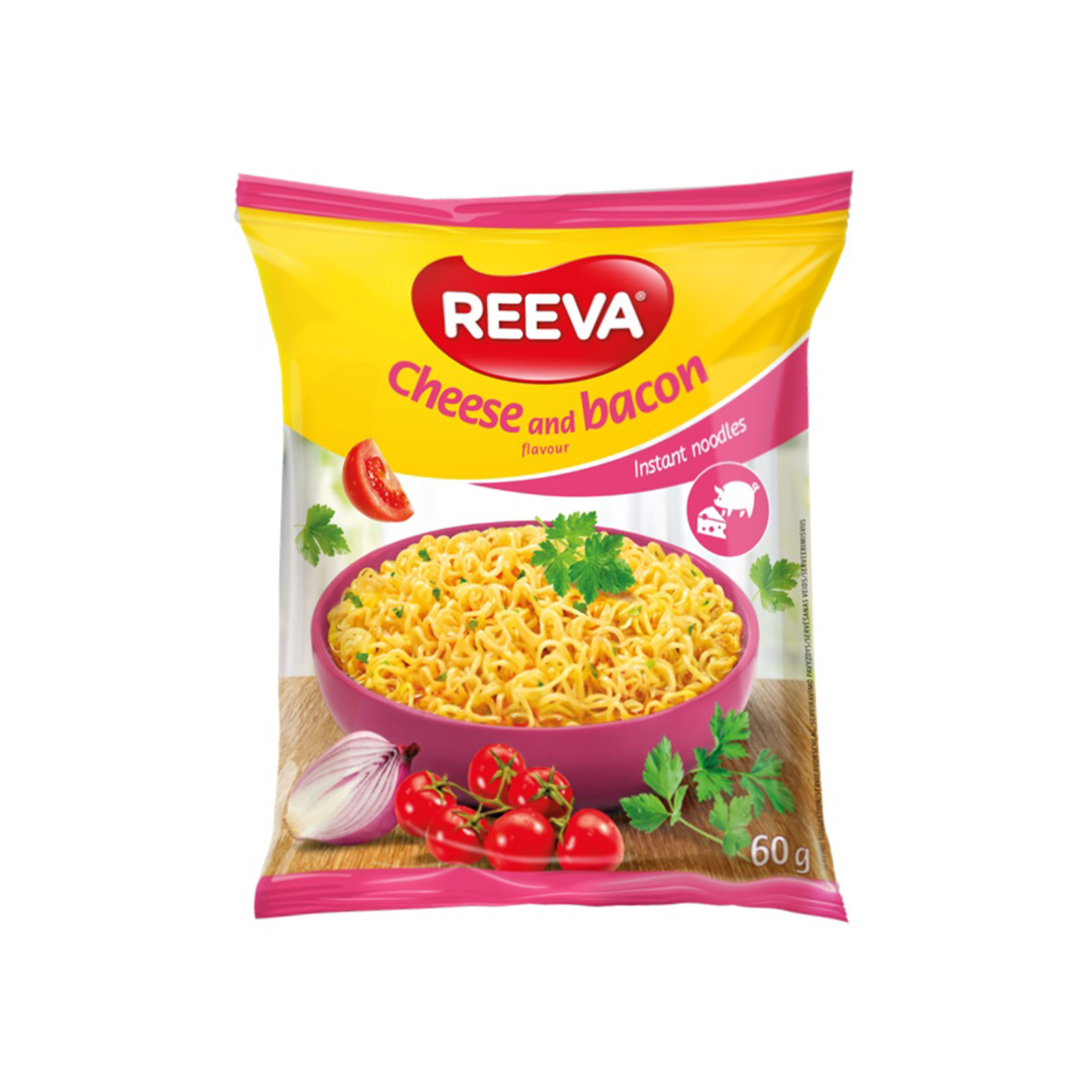 Reeva νουντλς στιγμής cheese & bacon 60g εικόνα 1