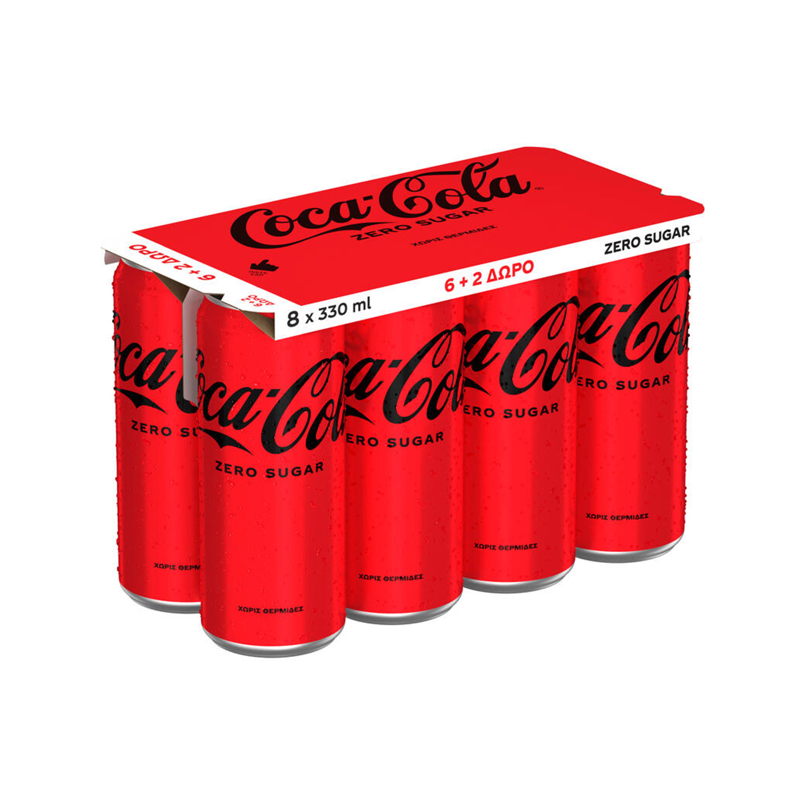 Coca Cola Zero αναψυκτικό cola 6x330ml + 2 δώρο εικόνα 1