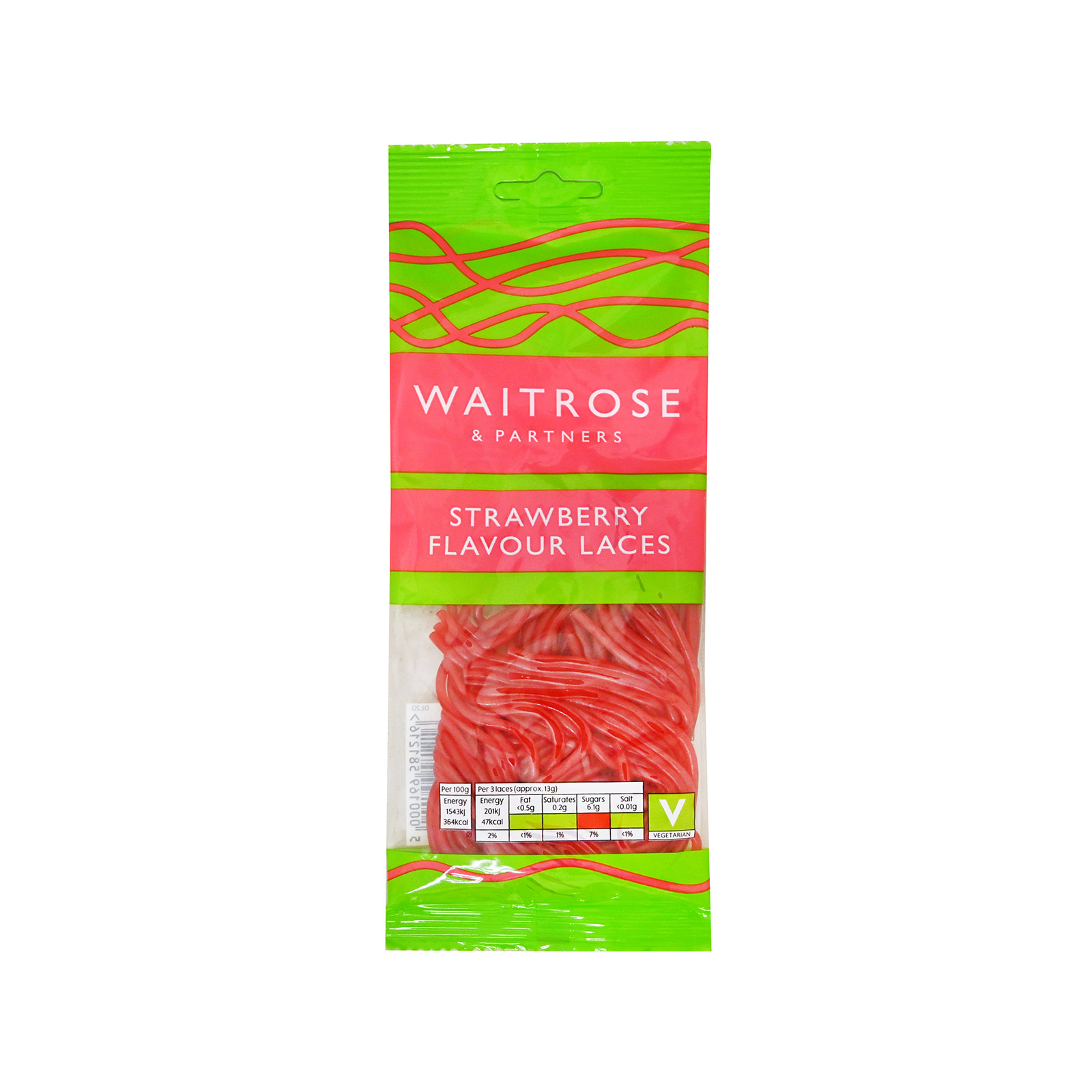 Waitrose καραμέλες ζελεδάκια strawberry laces 65g εικόνα 1