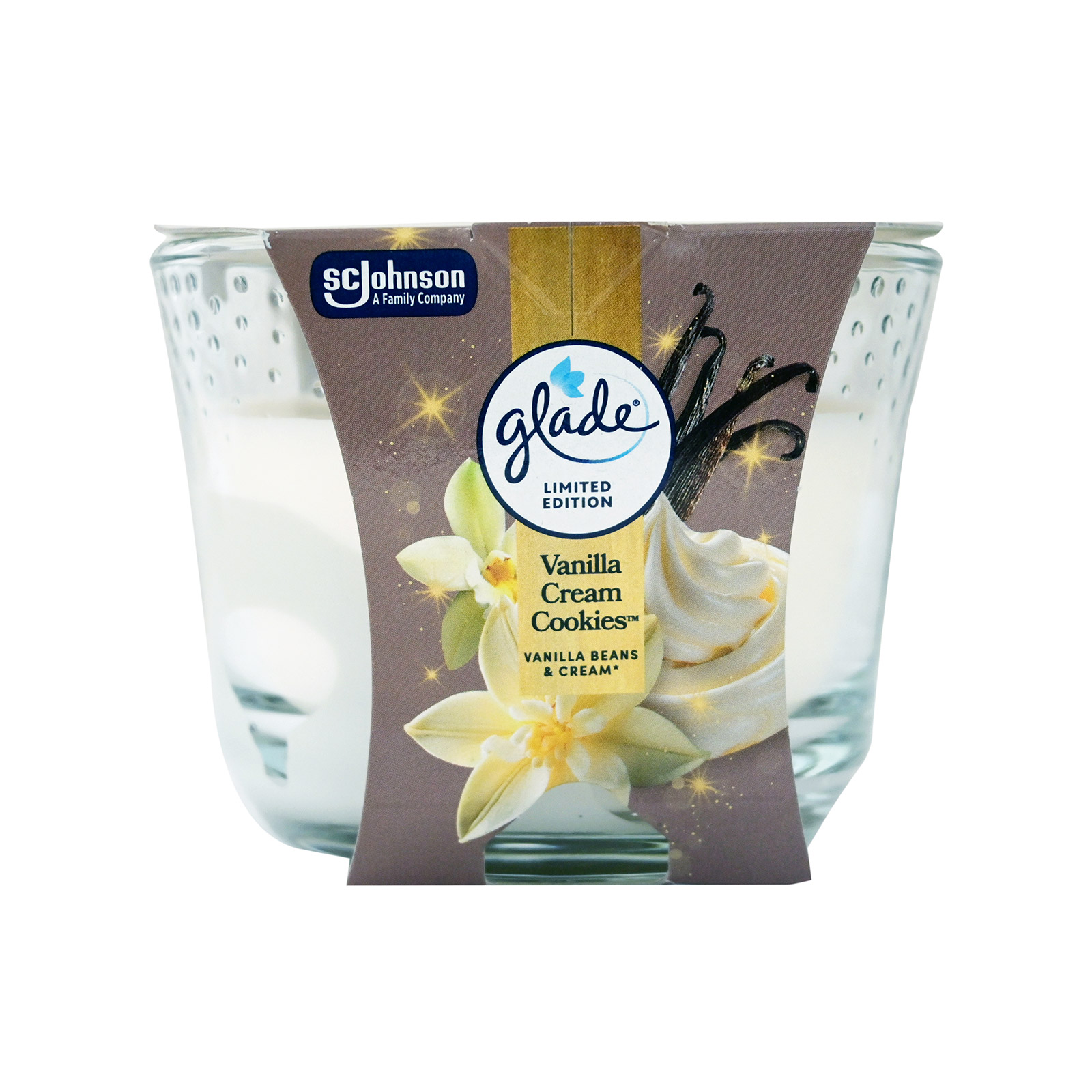 Glade Large αρωματικό κερί vanilla cream cookies 204g εικόνα 1