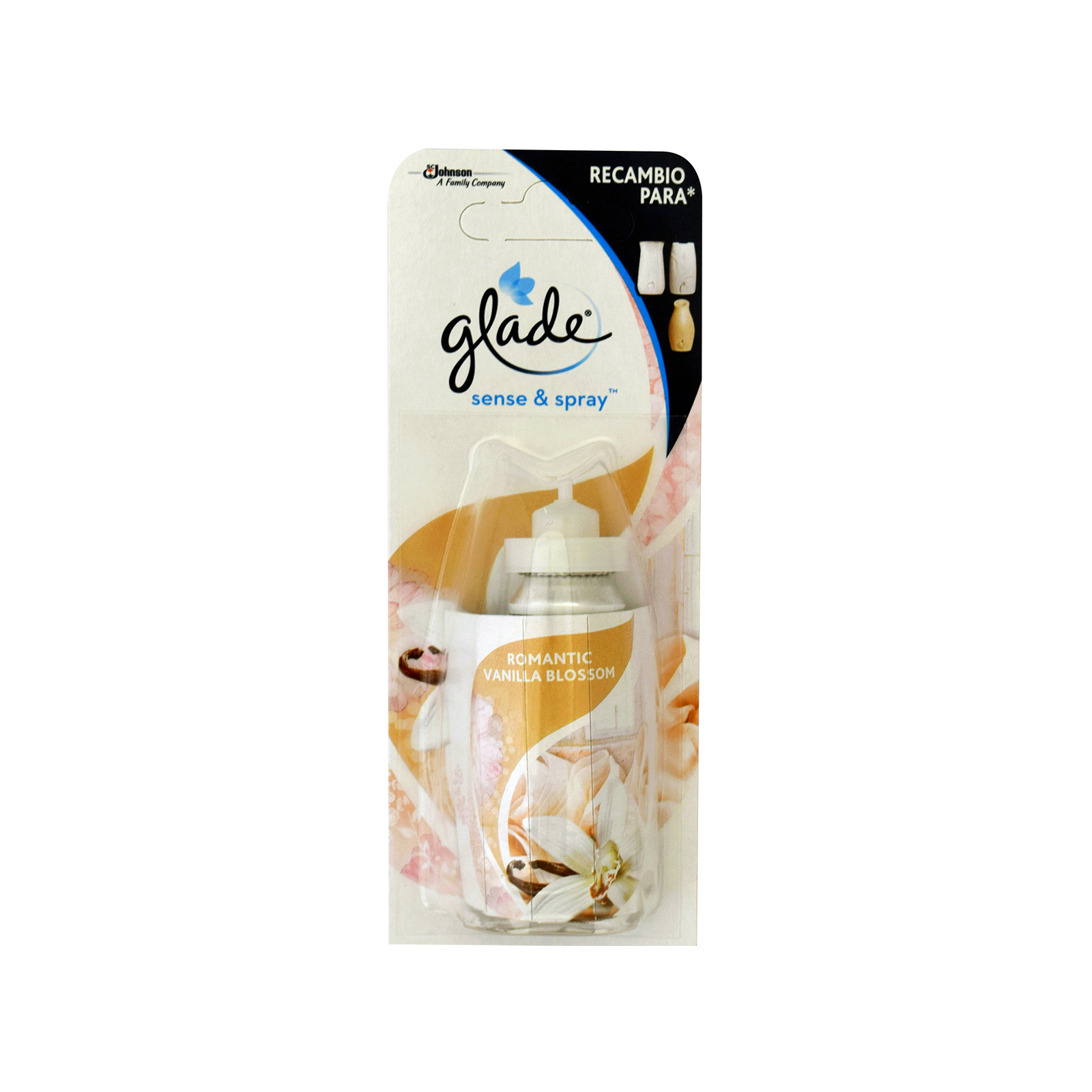 Glade Sense & Spray ανταλλακτικό αποσμητικού χώρου romantic vanilla blossom 18ml εικόνα 1