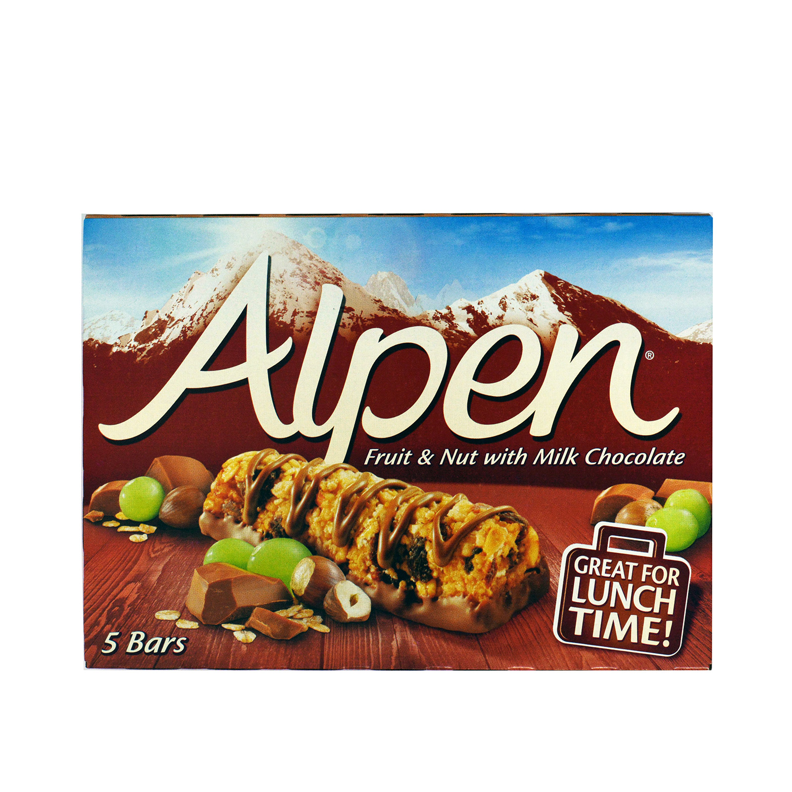 ALPEN CEREAL BAR WITH FRUIT, NUT & MILK CHOCOLATE - Vegetarian (5x29g) image 1