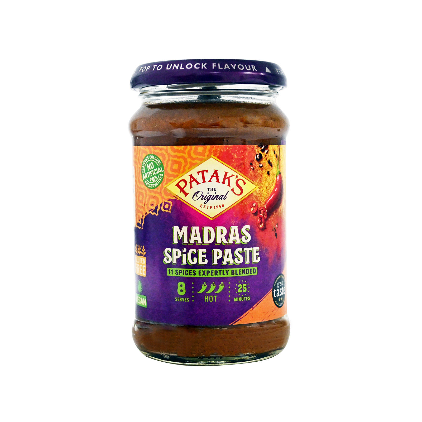 Patak's πάστα μπαχαρικών madras, hot 283g εικόνα 1