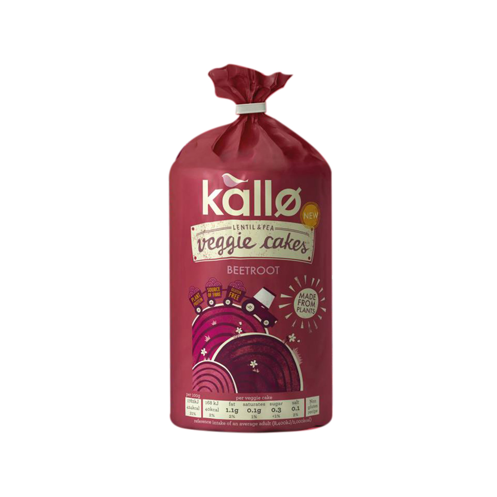 Kallo Veggie Cakes γκοφρέτες φακής & αρακά με γεύση παντζαριού 122g εικόνα 1