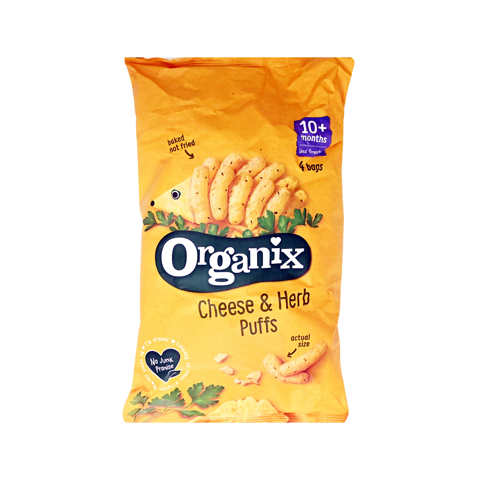 Organix σνακ καλαμποκιού παιδικό cheese & herb 10+ μηνών 4x15g εικόνα 1