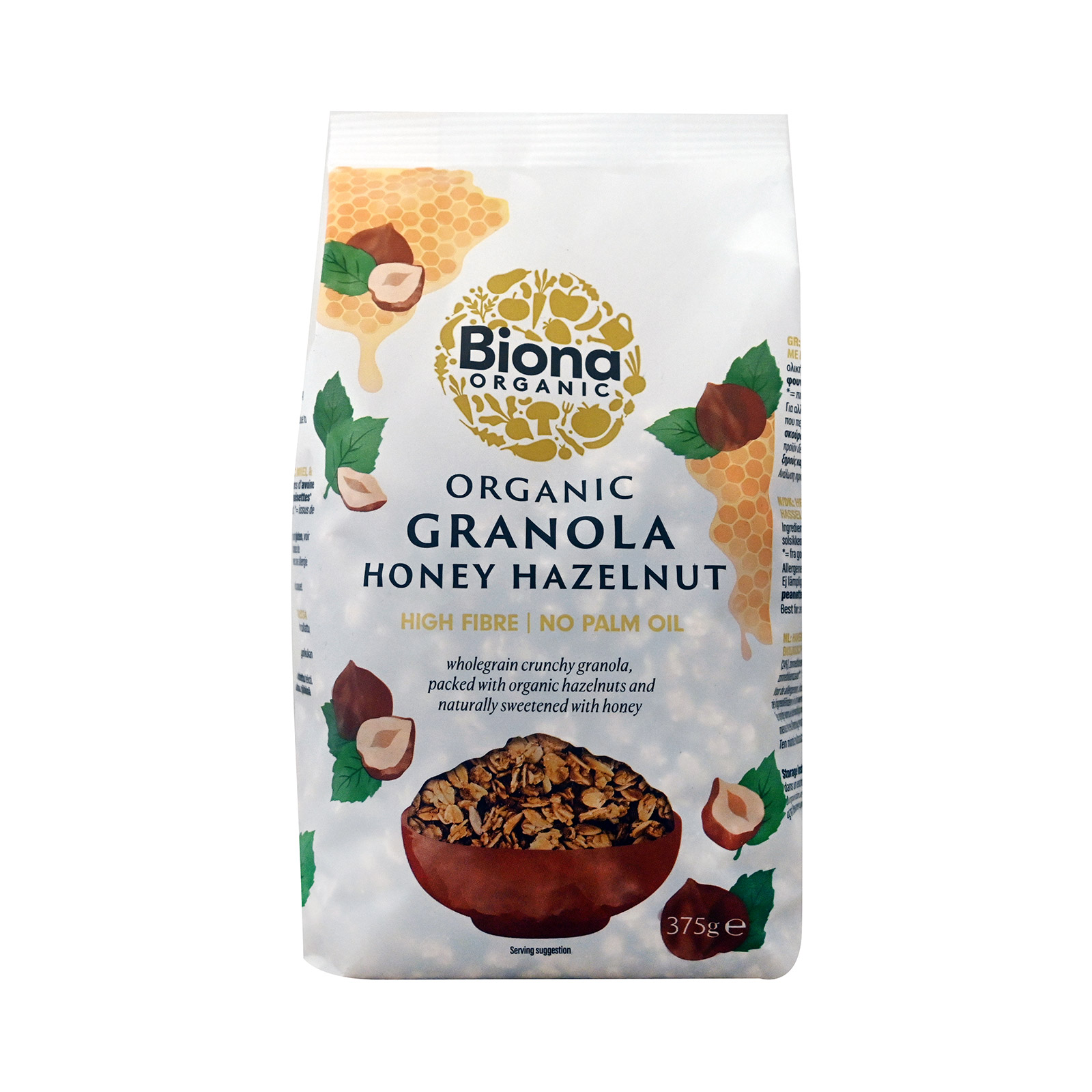 Biona δημητριακά granola honey hazelnut 375g εικόνα 1