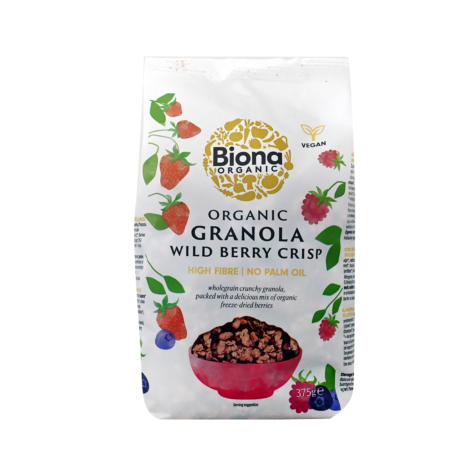 Biona δημητριακά granola wild berry 375g εικόνα 1