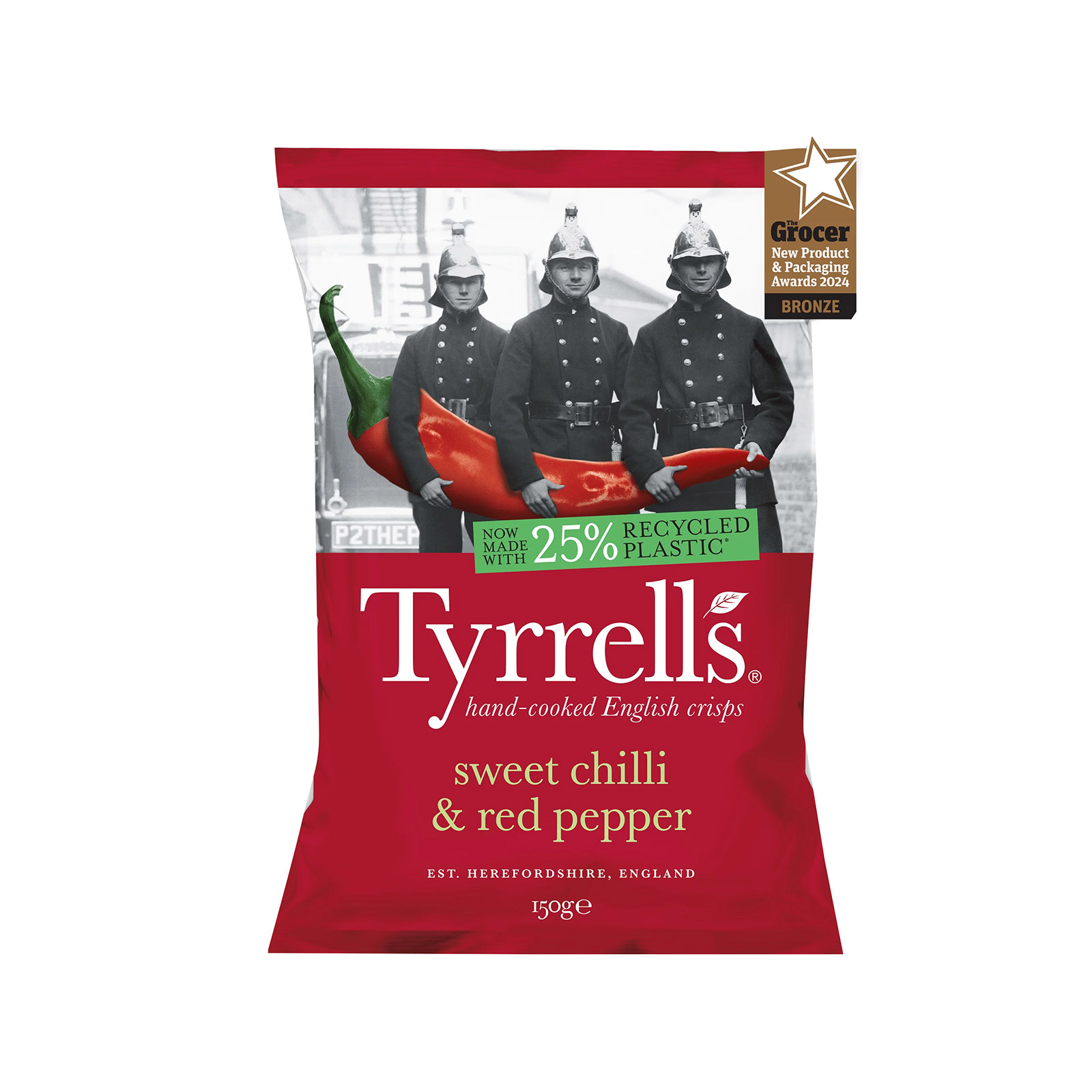 Tyrrell's τσιπς πατατάκια sweet chilli & red pepper σνακ 150g εικόνα 1