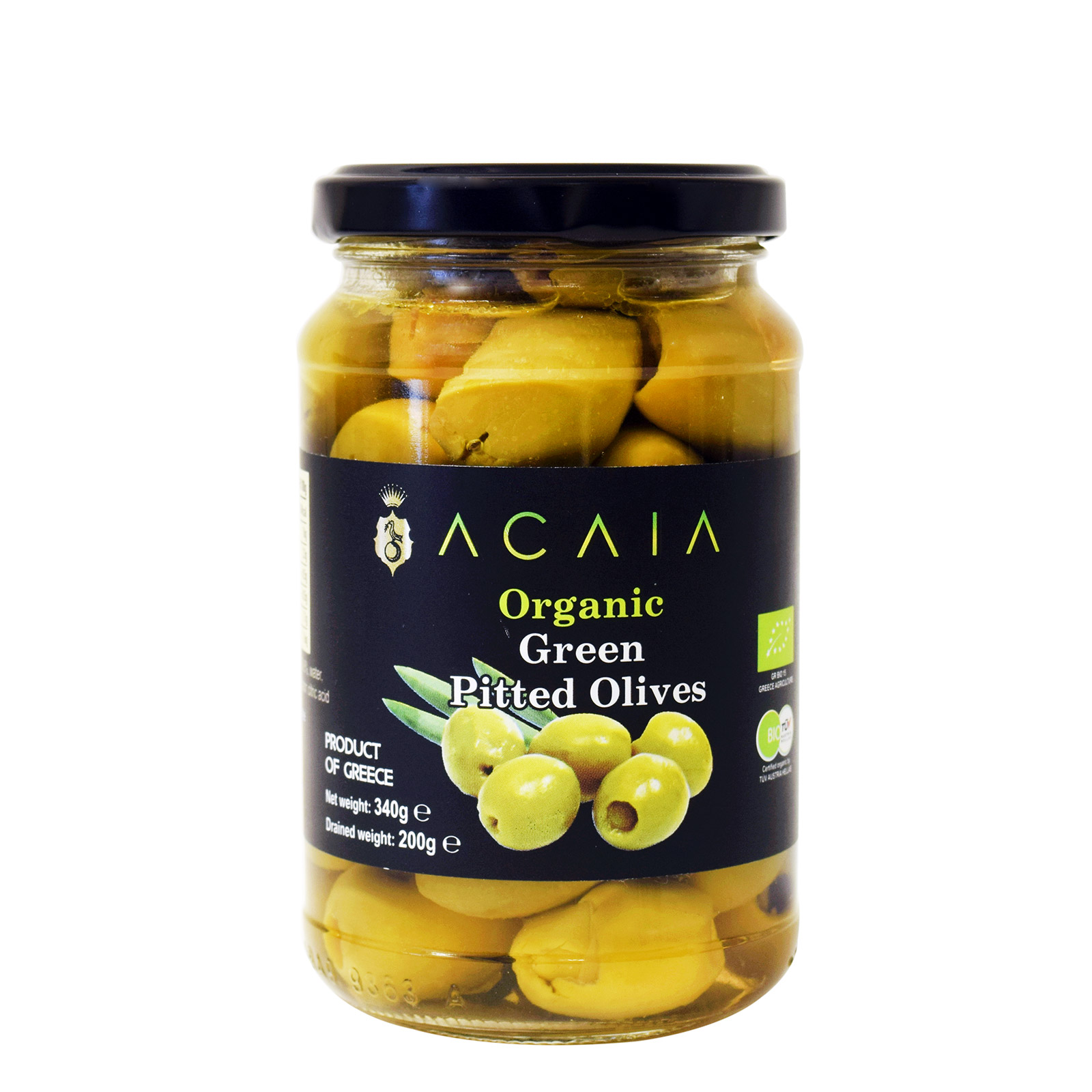 Acaia ελιές πράσινες σε άλμη χωρίς κουκούτσι 340g (στραγγισμένο βάρος 200g) εικόνα 1