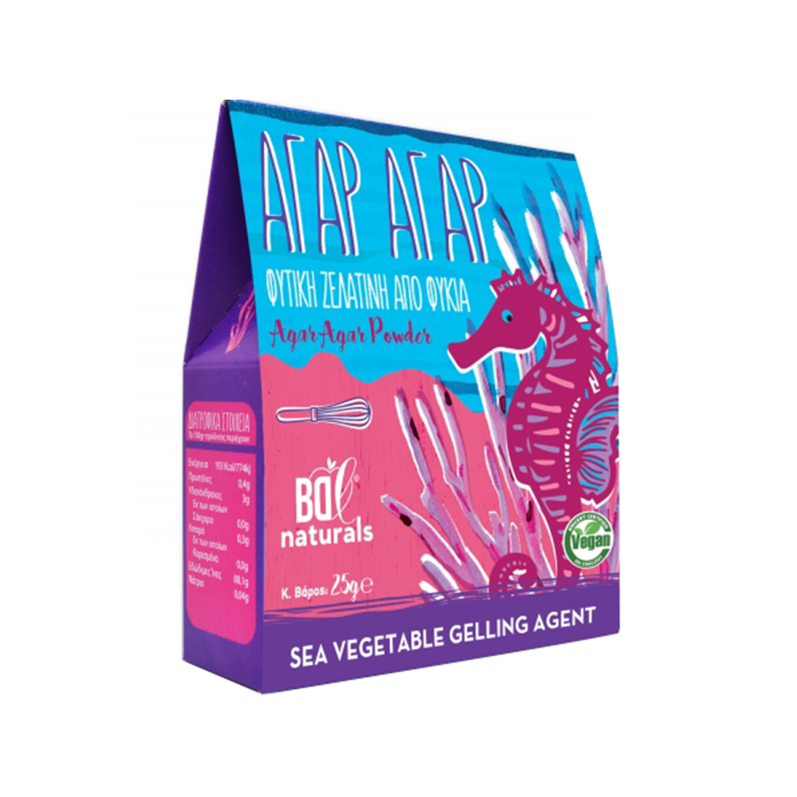 BDL Αγαρ αγαρ ζελατίνη σκόνη φυτική απο φύκια 25g εικόνα 1
