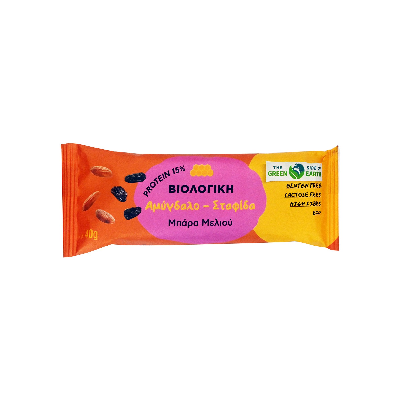 Green Earth honey bar almond - raisins 40g image 1