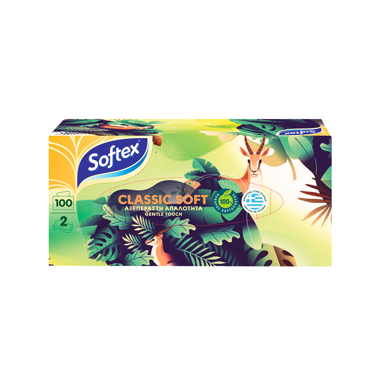 Softex Classic soft χαρτομάντηλα επιτραπέζια λευκα - σχέδιο ελάφι 100τεμ εικόνα 1