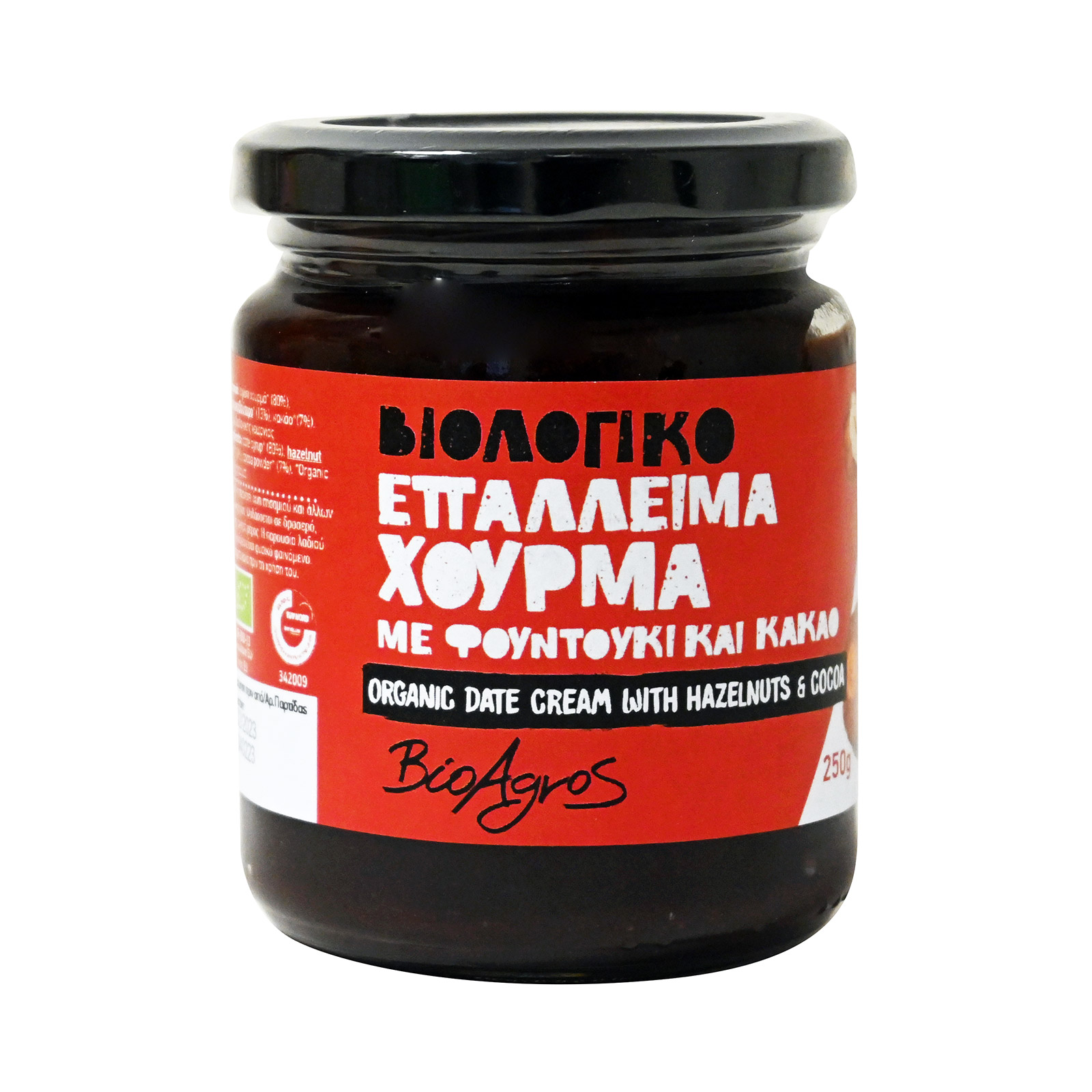 Βιοαγρός επάλειμμα χουρμά με φουντούκι & κακάο 250g εικόνα 1