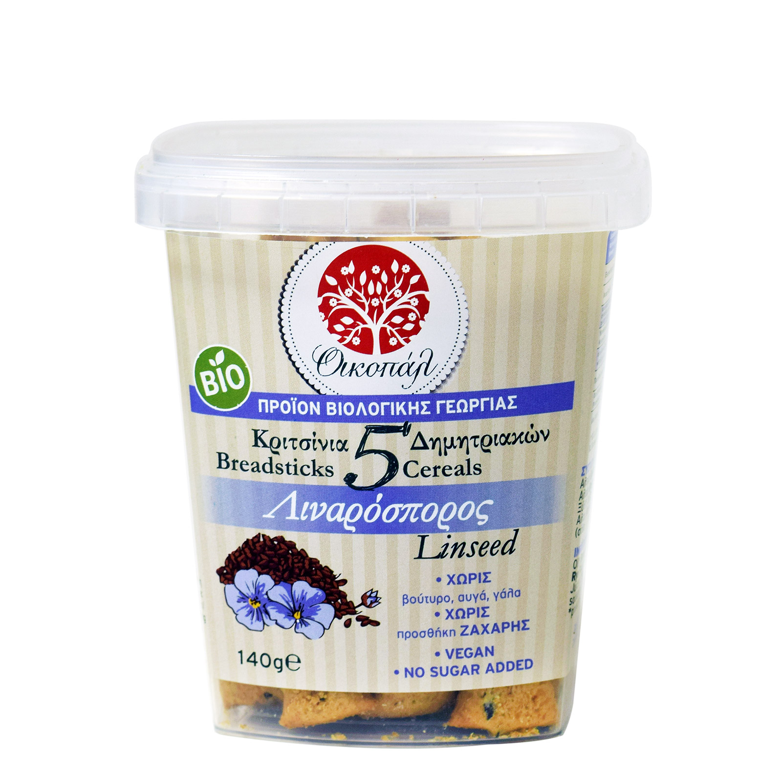 Οικοπάλ κριτσίνια 5 δημητριακών/ λιναρόσπορος 140g εικόνα 1
