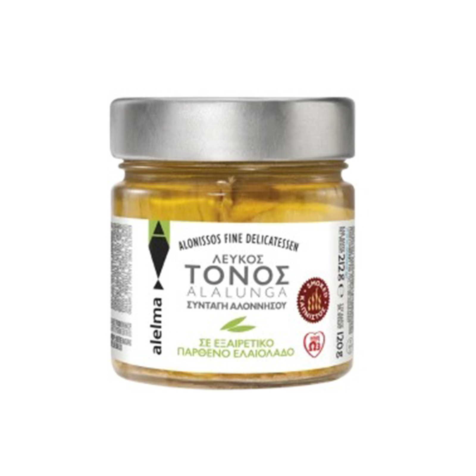 Alelma Alalunga λευκός τόνος Αλοννήσου καπνιστός σε εξαιρετικό παρθένο ελαιόλαδο 212g εικόνα 1