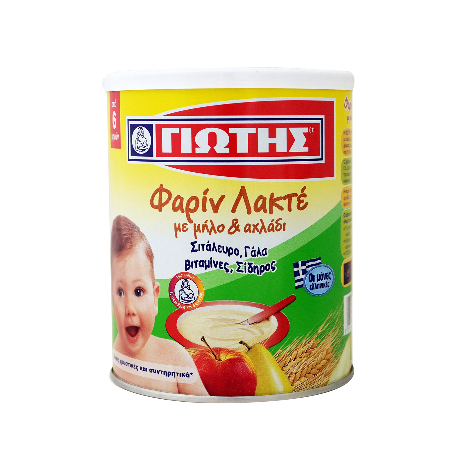 Γιώτης φαρίν λακτέ παιδική σε σκόνη με μήλο & αχλάδι 6+ μηνών 300g εικόνα 1