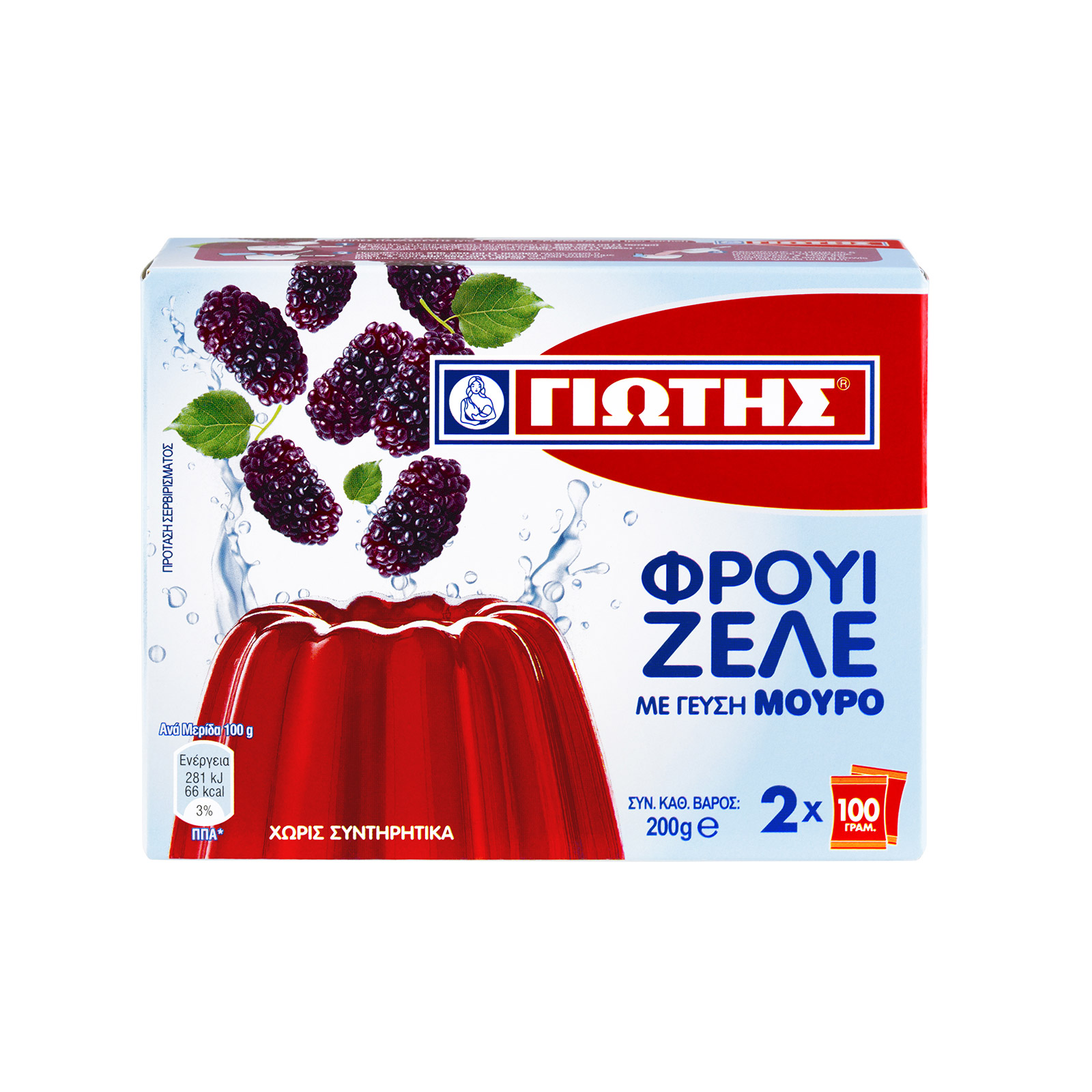 Γιώτης φρουί ζελέ σε σκόνη μούρο 2x100g εικόνα 1