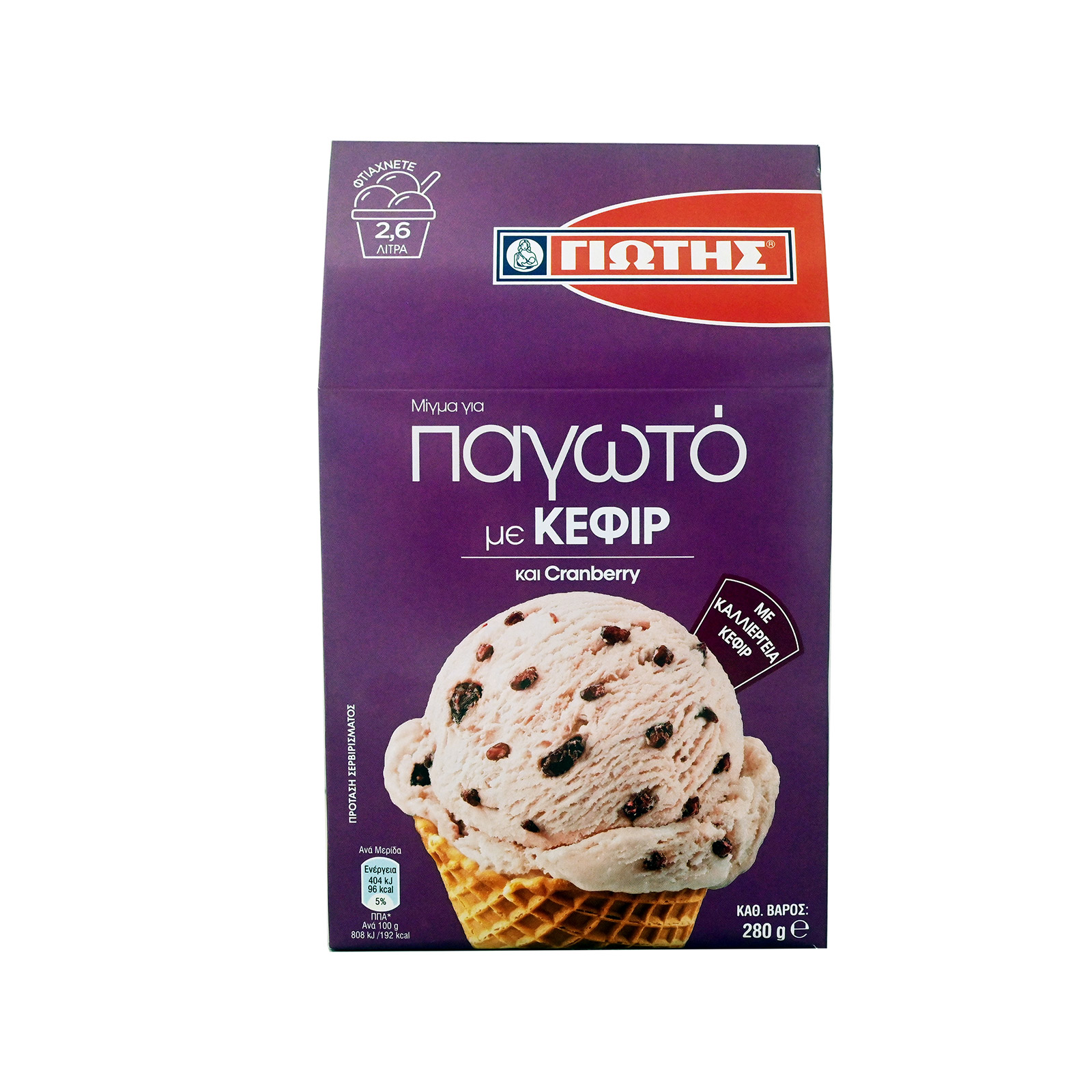 Γιώτης μίγμα για παγωτό με κεφίρ & cranberry 280g εικόνα 1