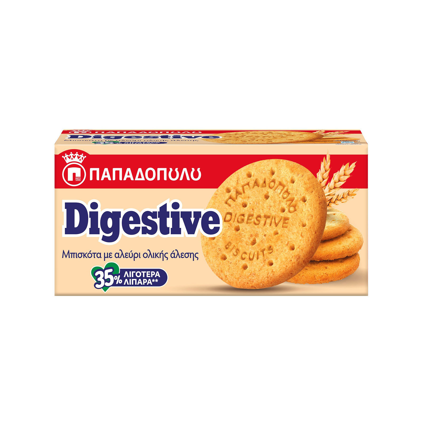 Παπαδοπούλου Digestive μπισκότα λιγότερα λιπαρά / με αλεύρι ολικής άλεσης 250g εικόνα 1