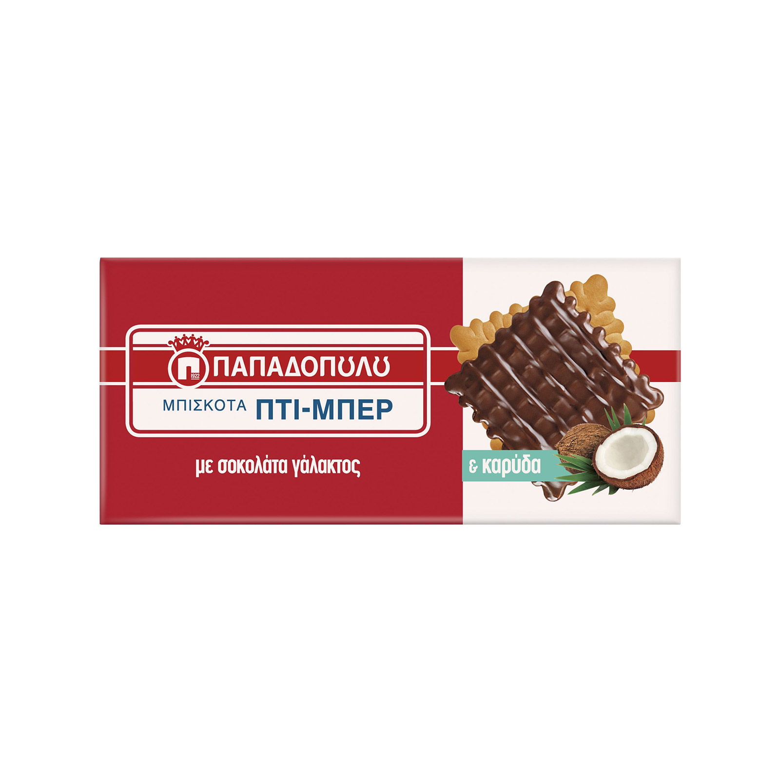 Παπαδοπούλου Πτι μπερ μπισκότα με σοκολάτα γάλακτος & καρύδα 200g εικόνα 1