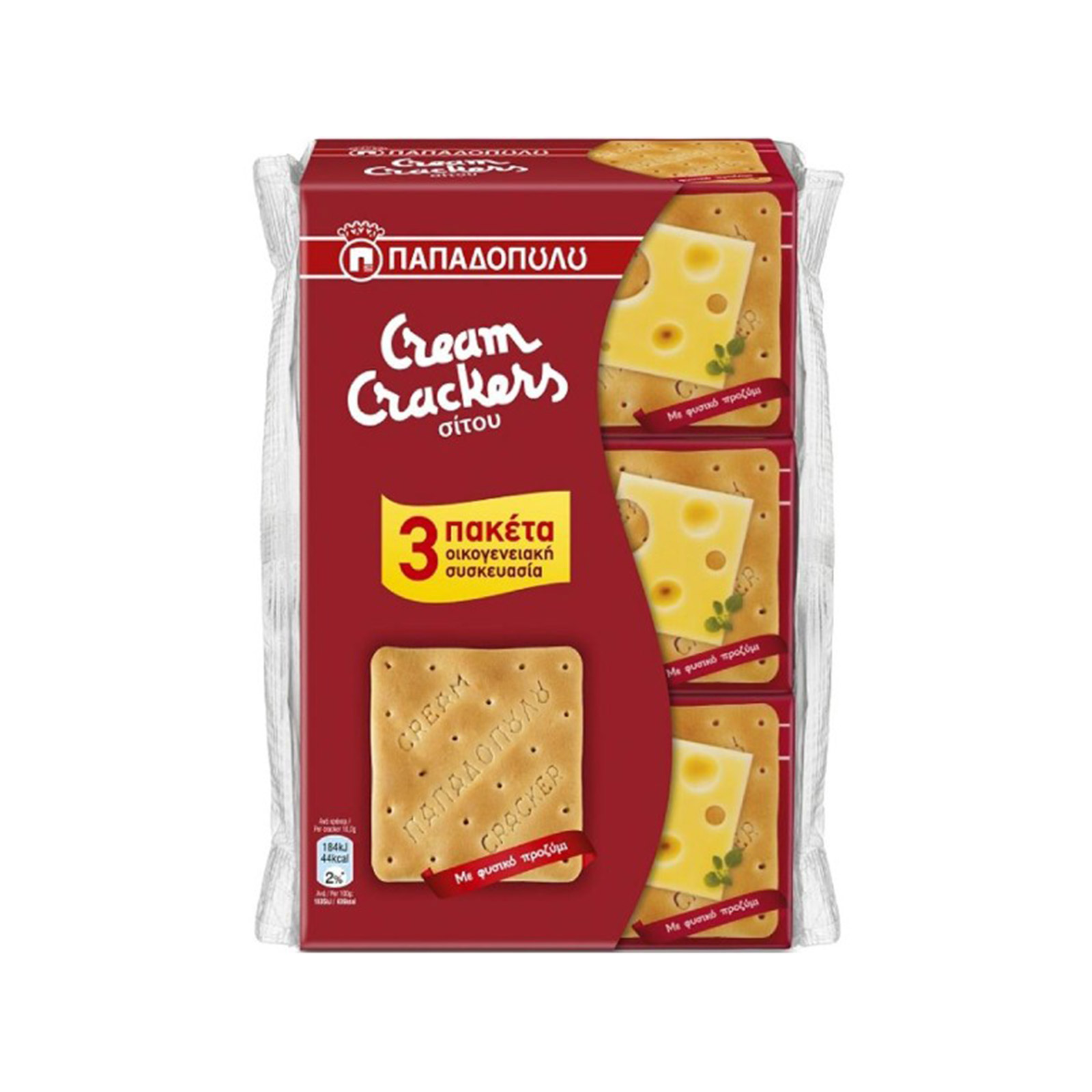 Παπαδοπούλου Cream Crackers κράκερ σίτου με φυσικό προζύμι 3x140g εικόνα 1