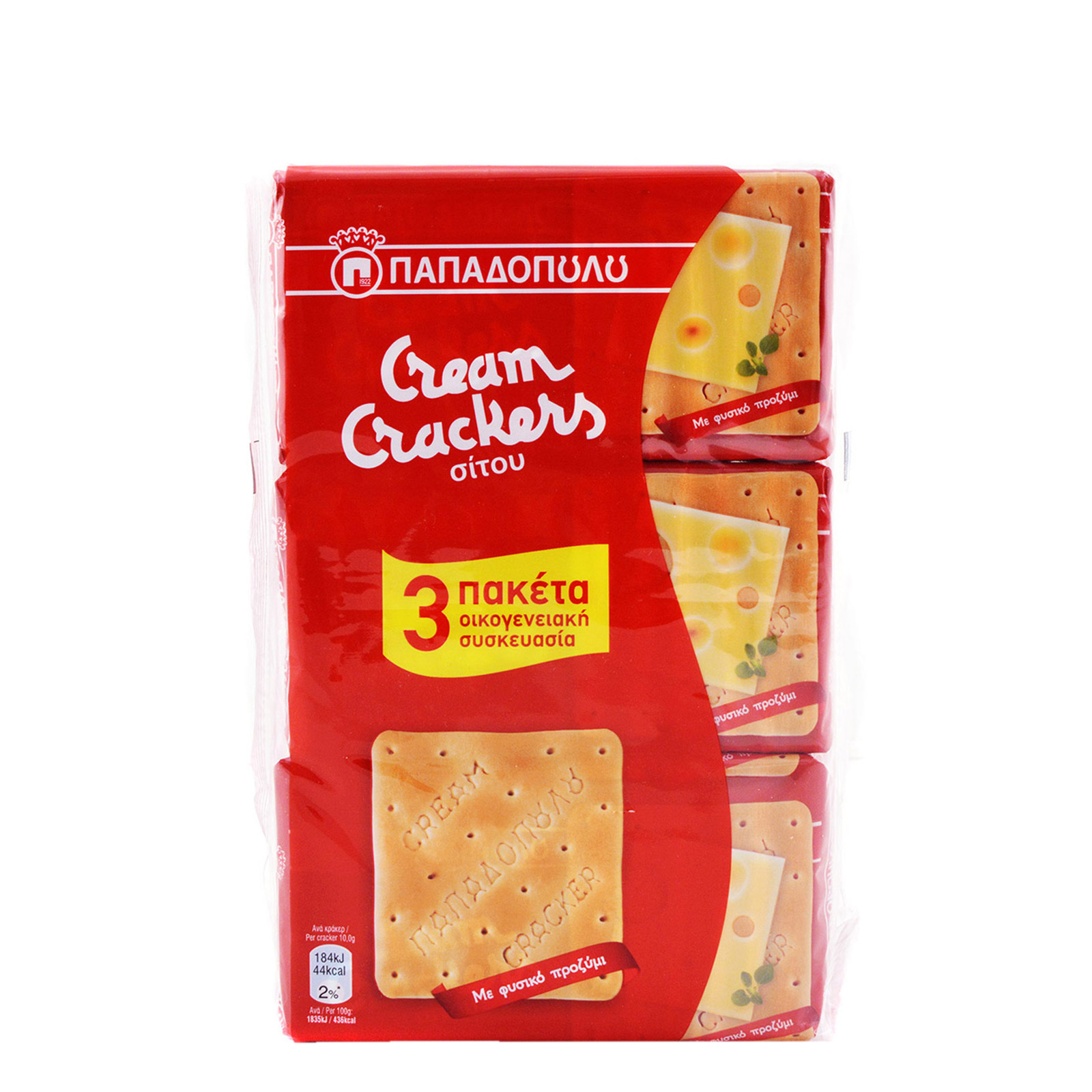 Παπαδοπούλου Cream Crackers κράκερ σίτου με φυσικό προζύμι 3x140g εικόνα 1