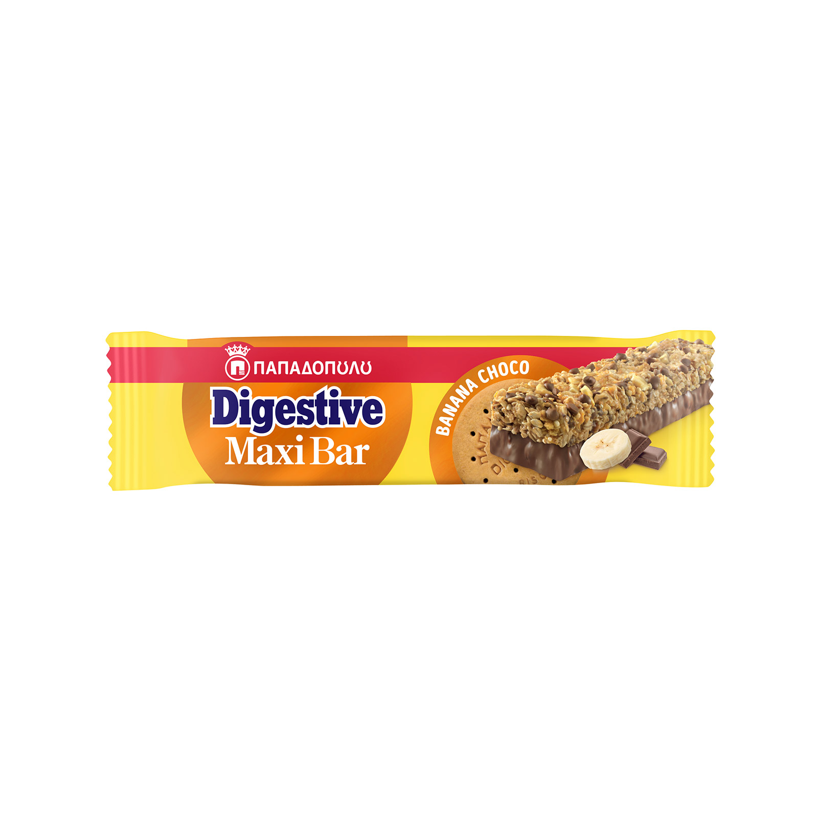 Παπαδοπούλου Digestive Maxi Bar μπάρα δημητριακών banana choco 50g εικόνα 1
