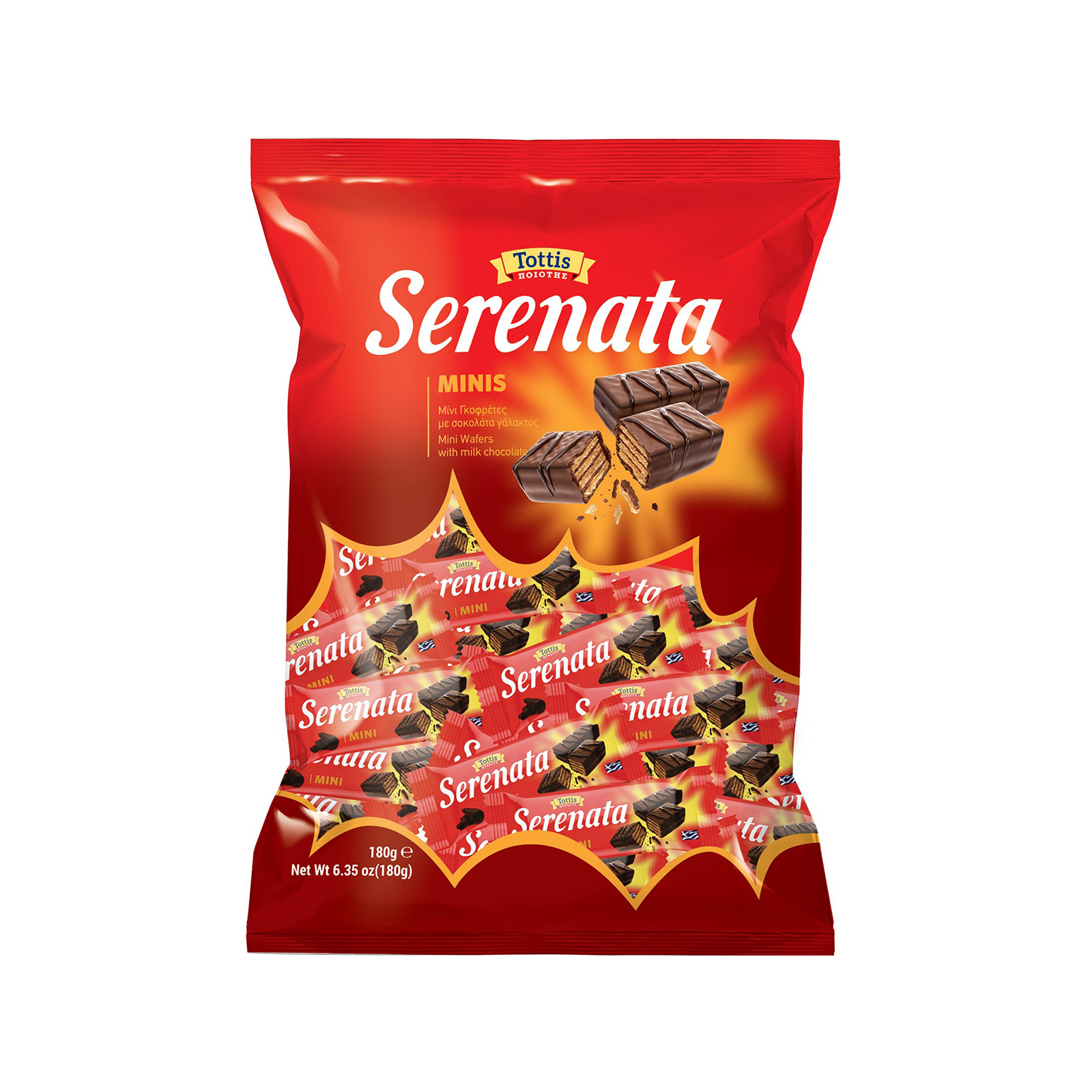 Tottis Minis serenata γκοφρετάκια me σοκολάτα γάλακτος 180g εικόνα 1
