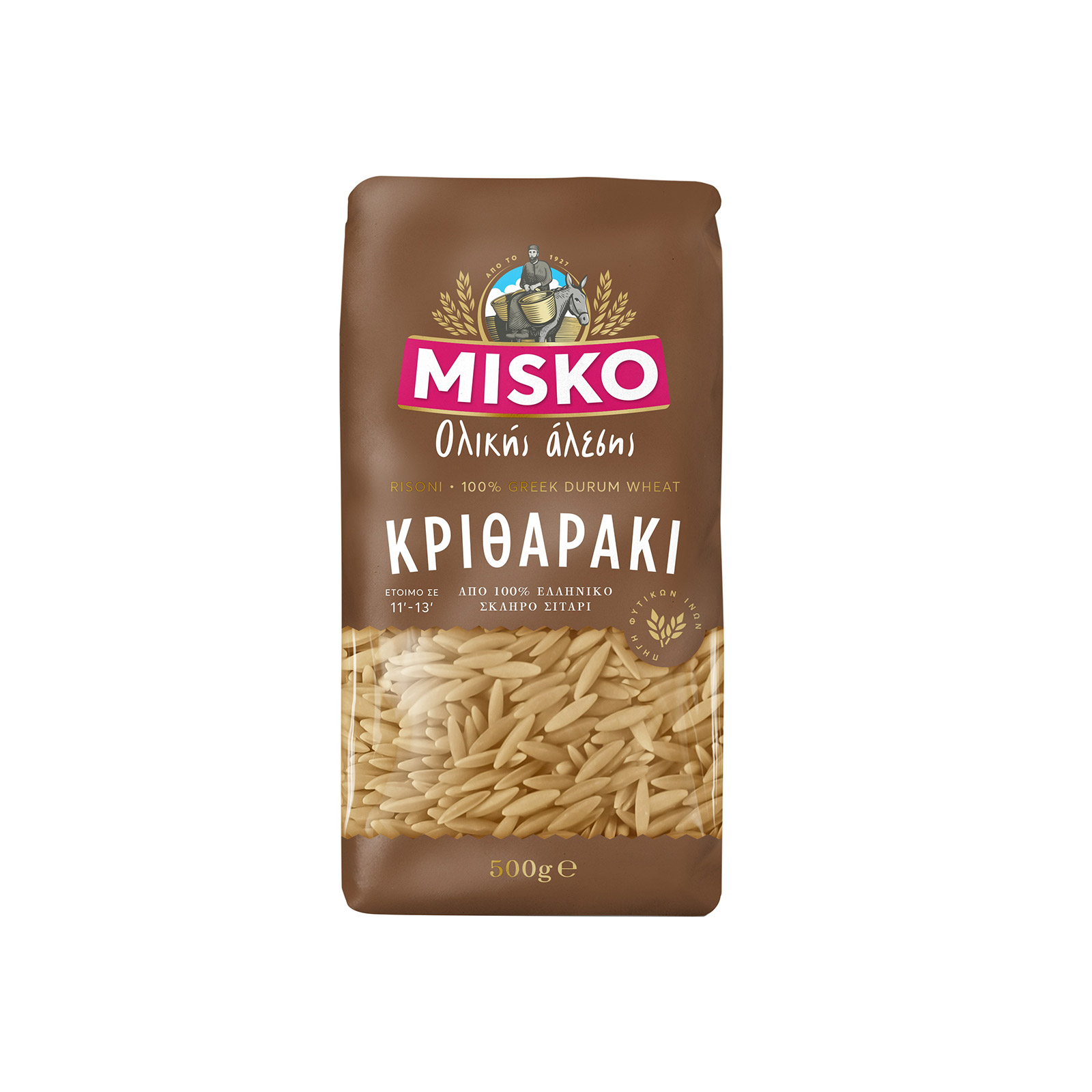 Misko πάστα ζυμαρικών ολικής αλέσεως κριθαράκι 500g εικόνα 1