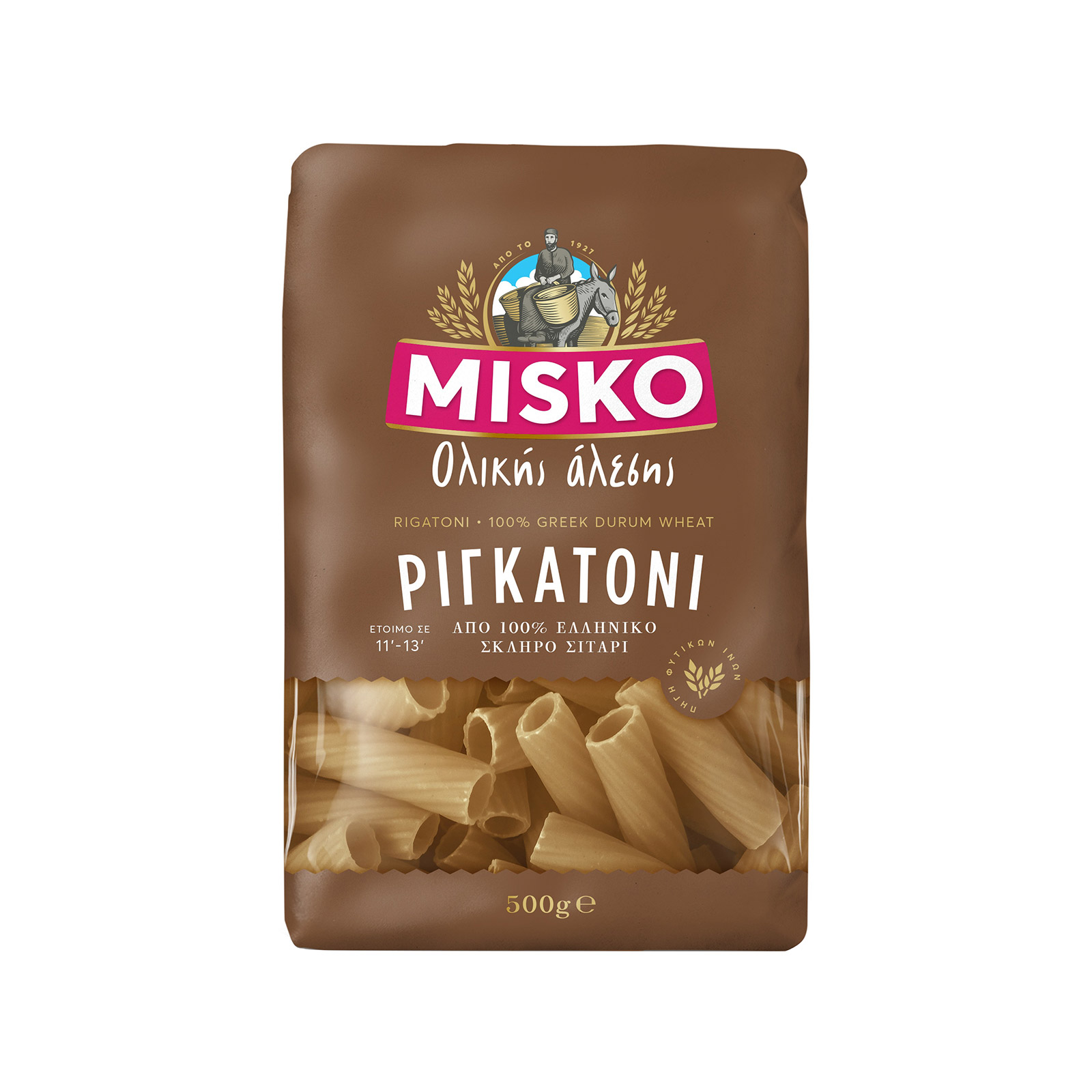 Misko πάστα ζυμαρικών ολικής αλέσεως ριγκατόνι 500g εικόνα 1