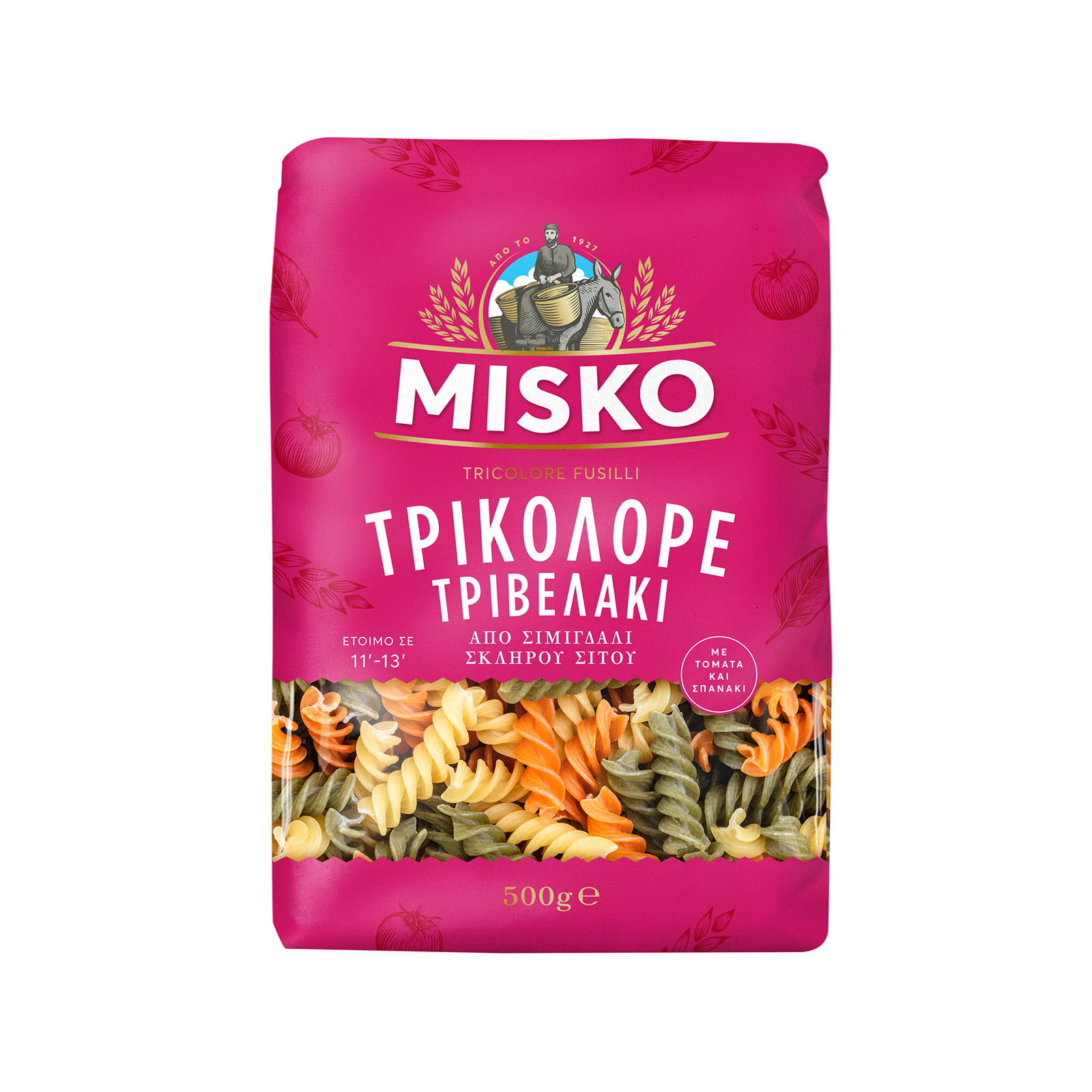 Misko πάστα ζυμαρικών τρικολόρε τριβελάκι 500g εικόνα 1