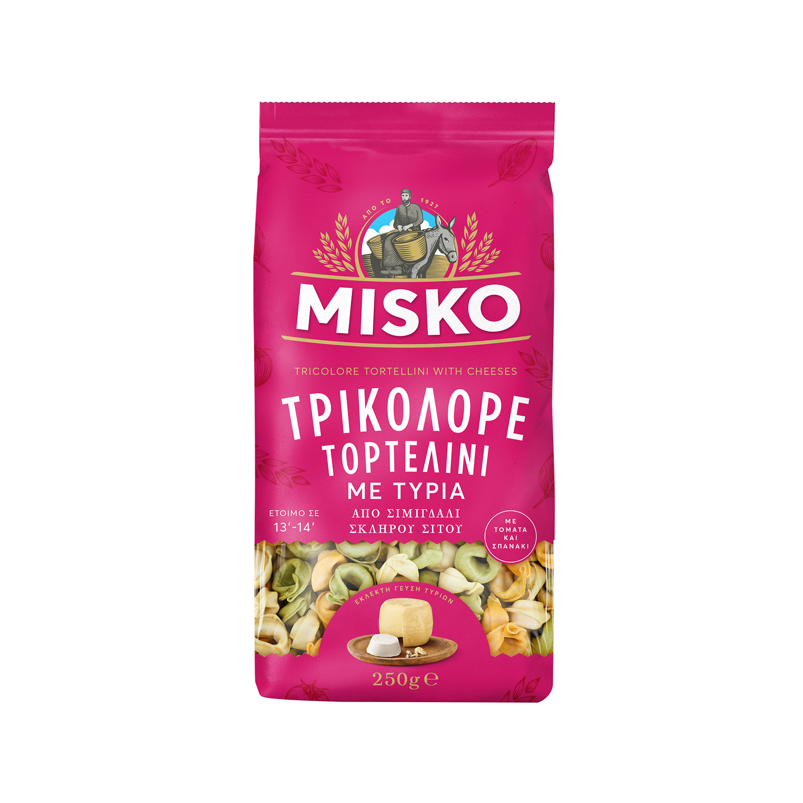 Misko πάστα ζυμαρικών tortellini τρικολόρε με τυριά 250g εικόνα 1