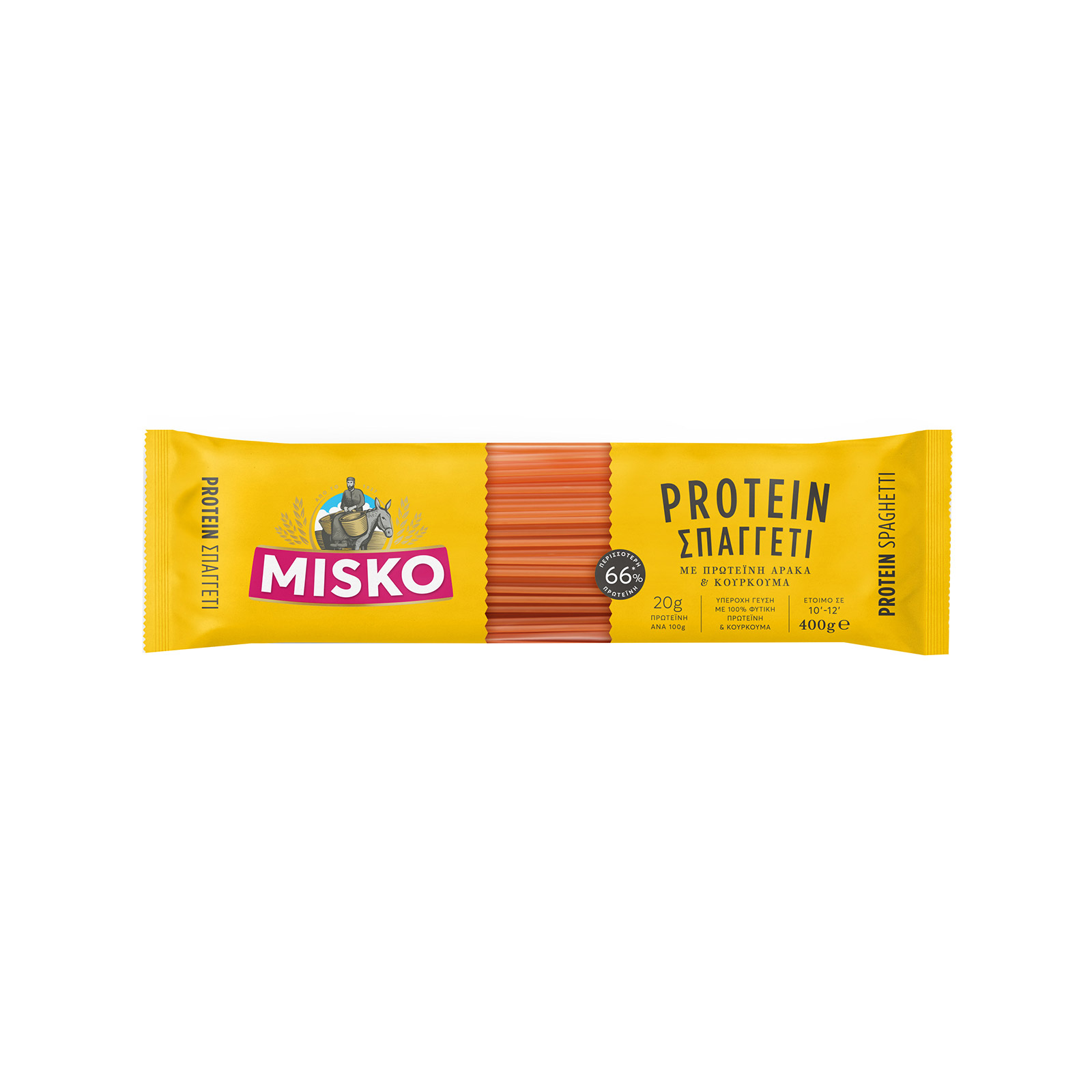 Misko Protein μακαρόνια σπαγγέτι με πρωτεΐνη αρακά & κουρκουμά 400g εικόνα 1