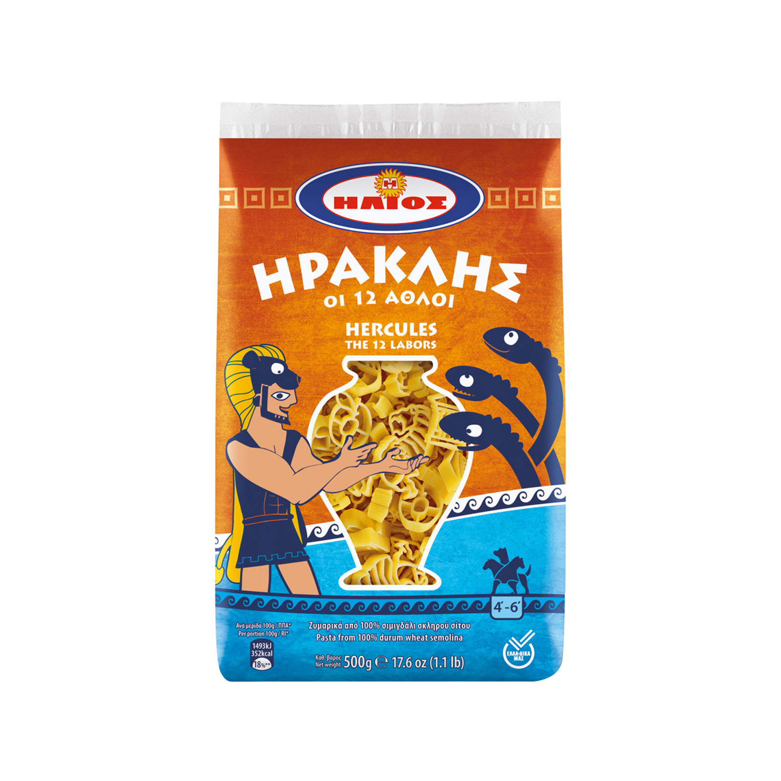 Ζυμαρικά Ήλιος πάστα ζυμαρικών παιδικά Ηρακλής οι 12 άθλοι 500g εικόνα 1