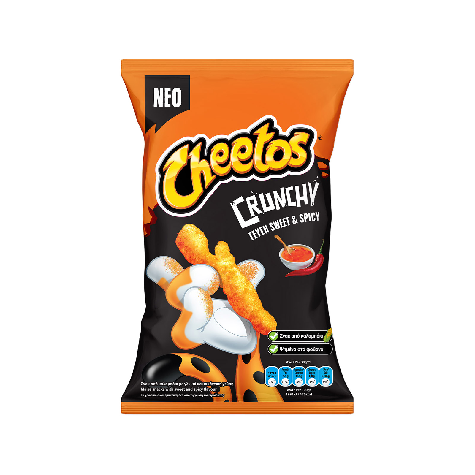 Cheetos Crunchy σνακ καλαμποκιού sweet & spicy 110g εικόνα 1