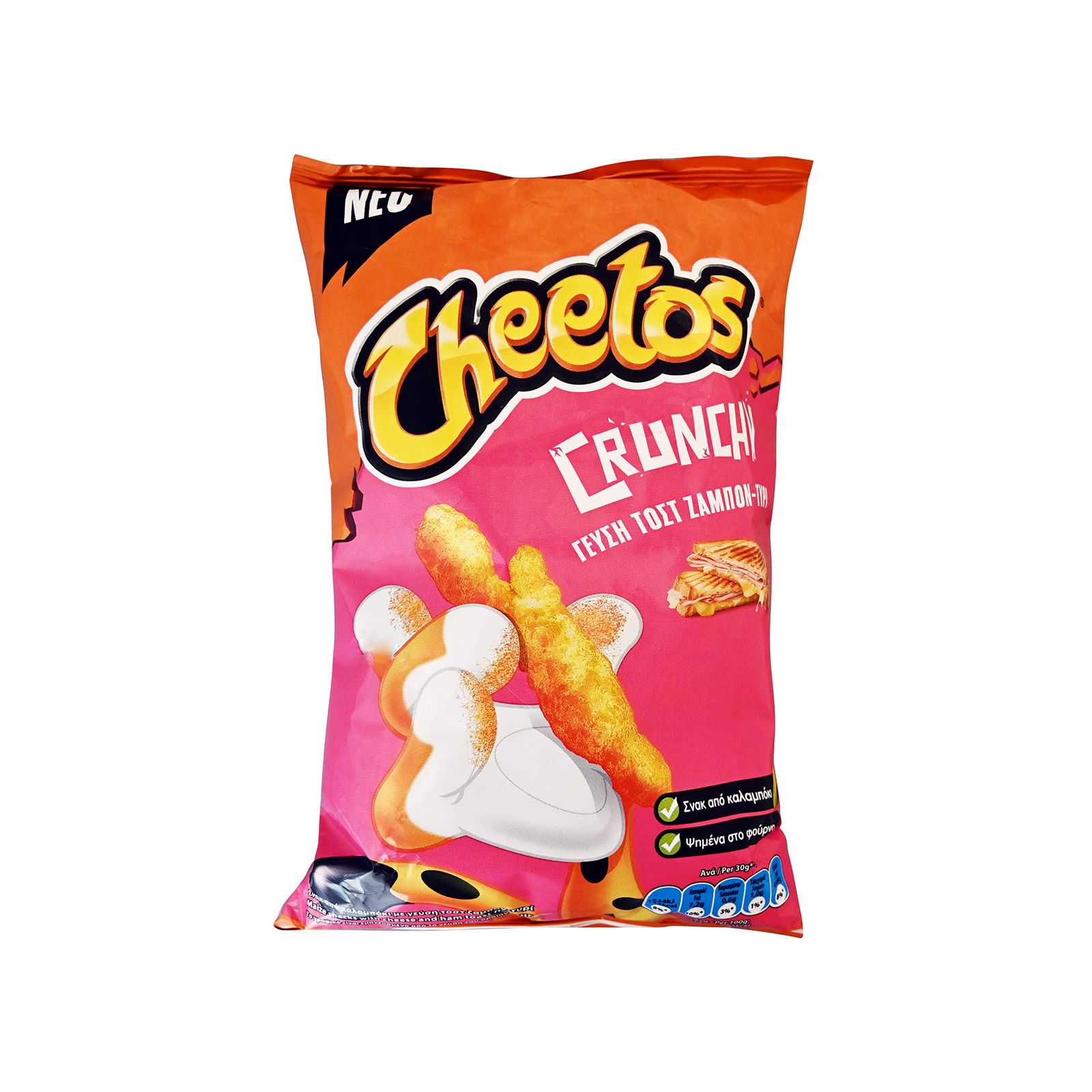 Cheetos Crunchy σνακ καλαμποκιού ζαμπόν - τυρί 110g εικόνα 1