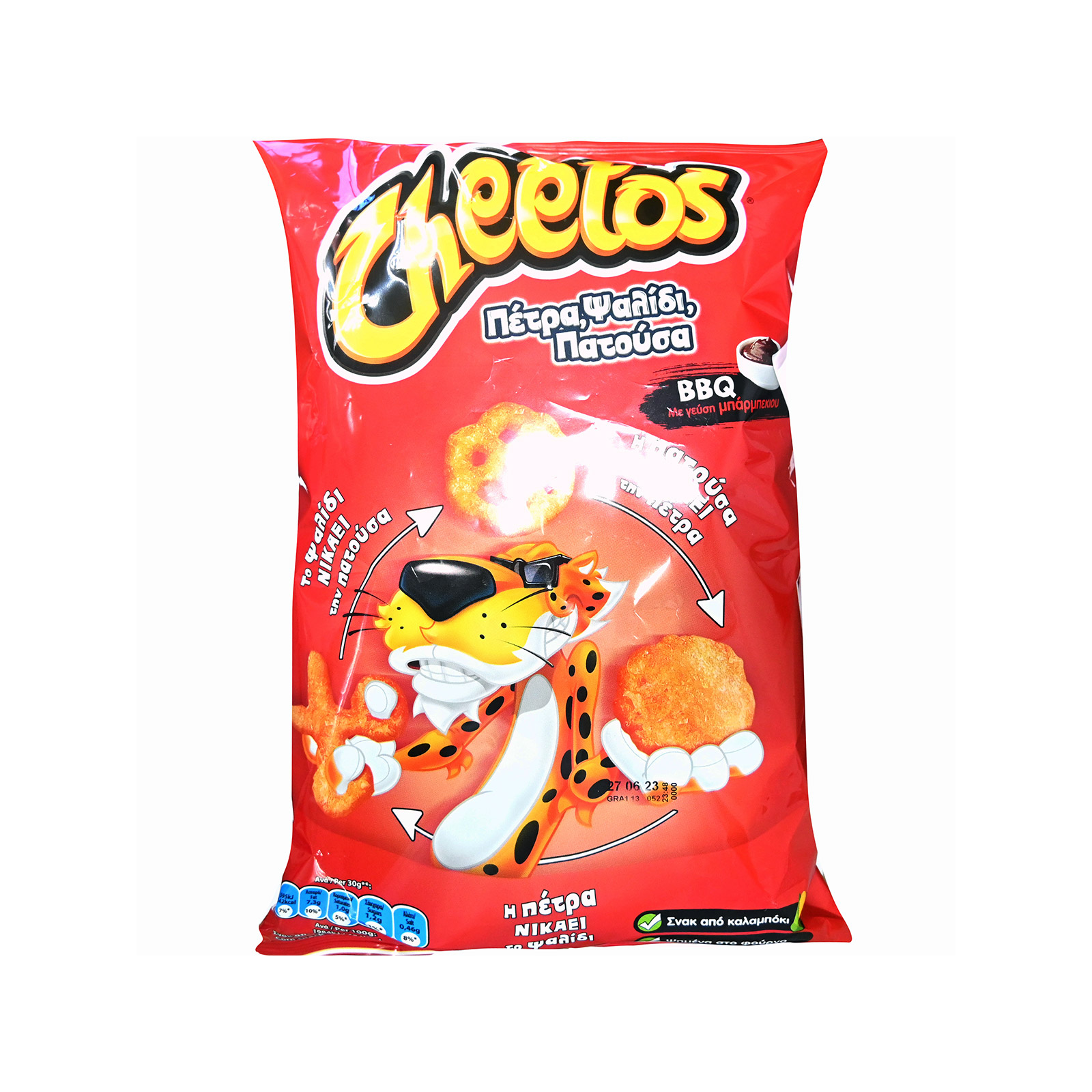 Cheetos Πετρα - ψαλίδι - πατούσα σνακ καλαμποκιού bbq 104g εικόνα 1