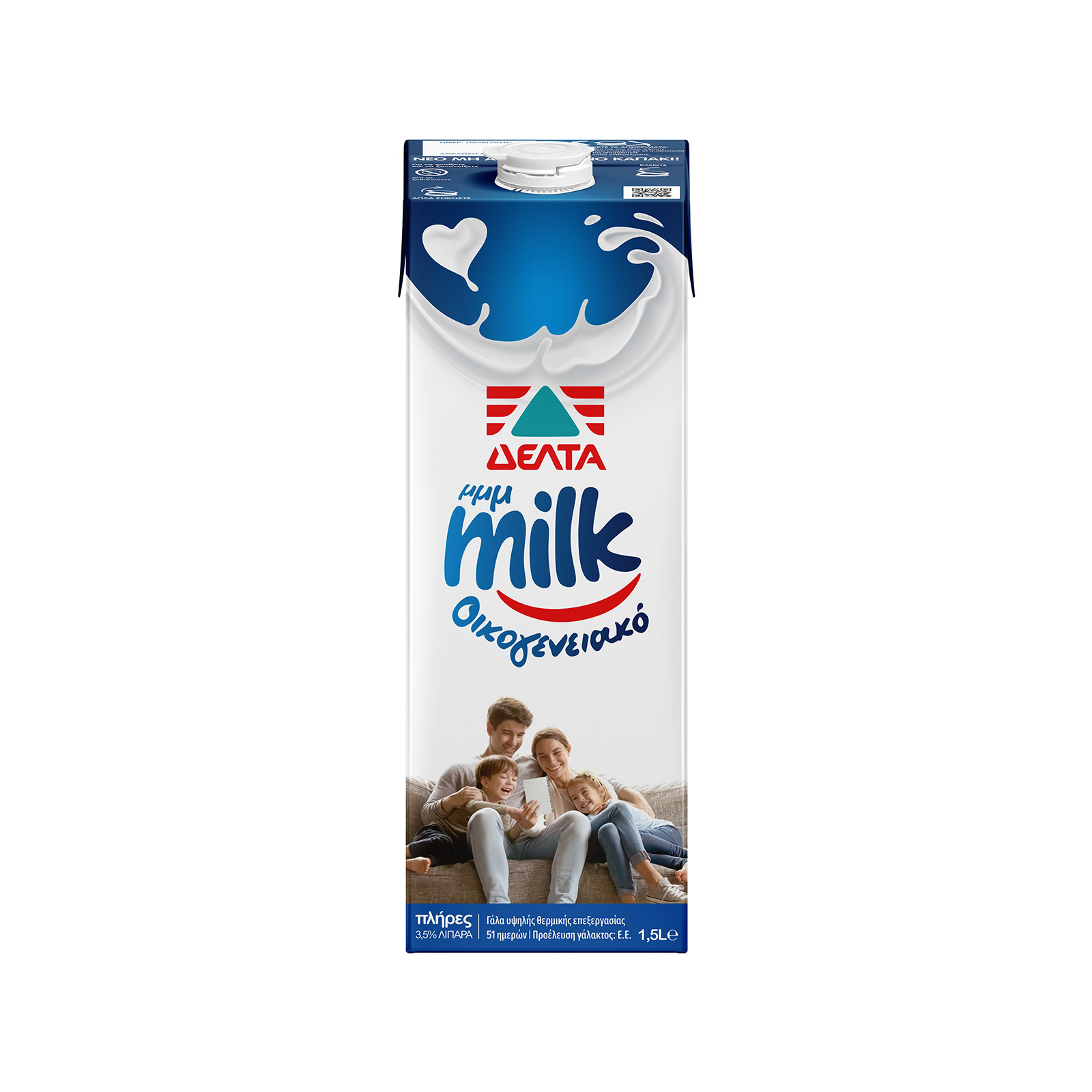 Δέλτα Milk Οικογενειακό γάλα αγελάδος υψηλής παστερίωσης πλήρες 1.5lt εικόνα 1