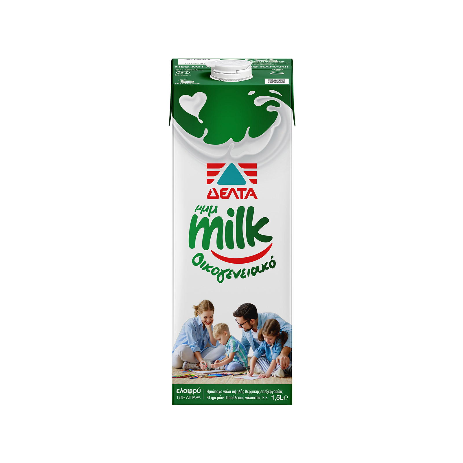 Δέλτα Milk γάλα αγελάδος υψηλής παστερίωσης 1,5% λιπαρά 1.5lt εικόνα 1