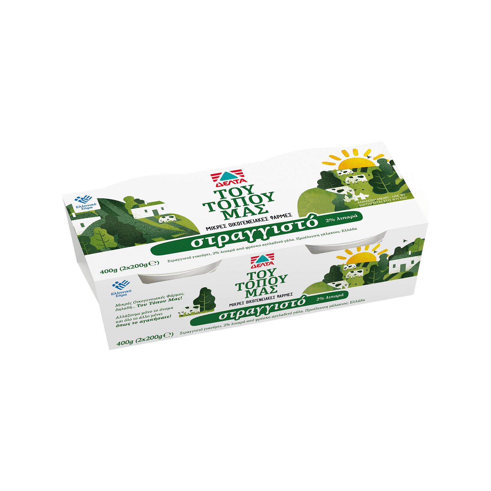 Δέλτα Του Τόπου Μας γιαούρτι στραγγιστό 2% λιπαρά 2x200g εικόνα 1