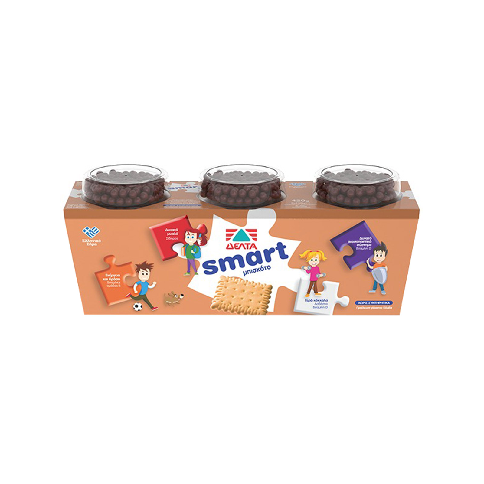 Δέλτα Smart επιδόρπιο γιαουρτιού παιδικό μπισκότο 3x140g εικόνα 1