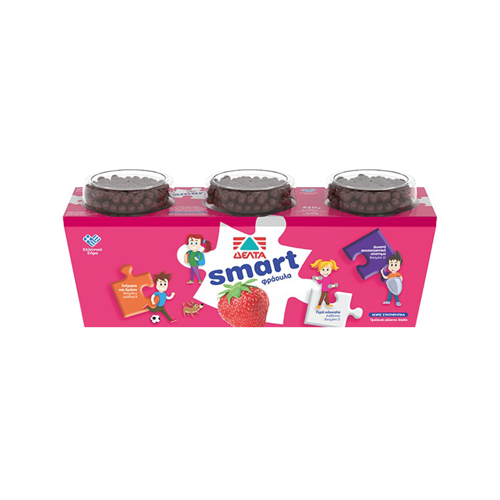 Δέλτα Smart επιδόρπιο γιαουρτιού φράουλα 3x140g εικόνα 1