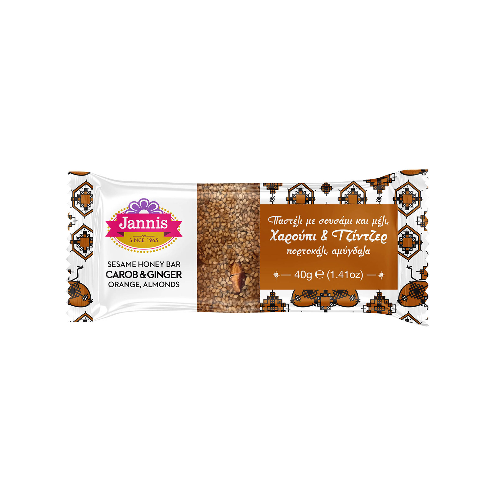 Jannis παστέλι χαρούπι & τζίντζερ 40g εικόνα 1