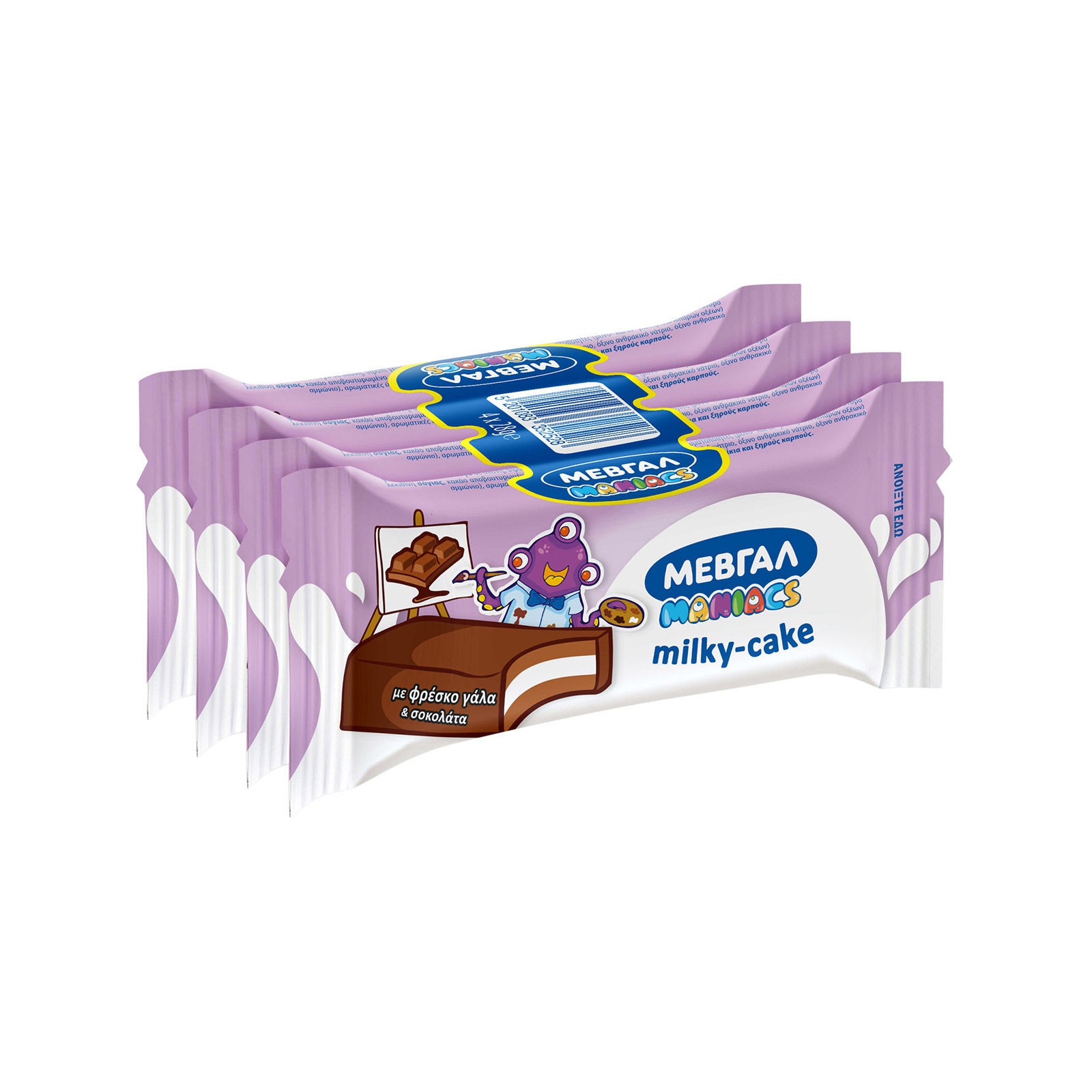 Μεβγάλ Maniacs milky cake σνακ παιδικό σοκολάτα 4x28g εικόνα 1