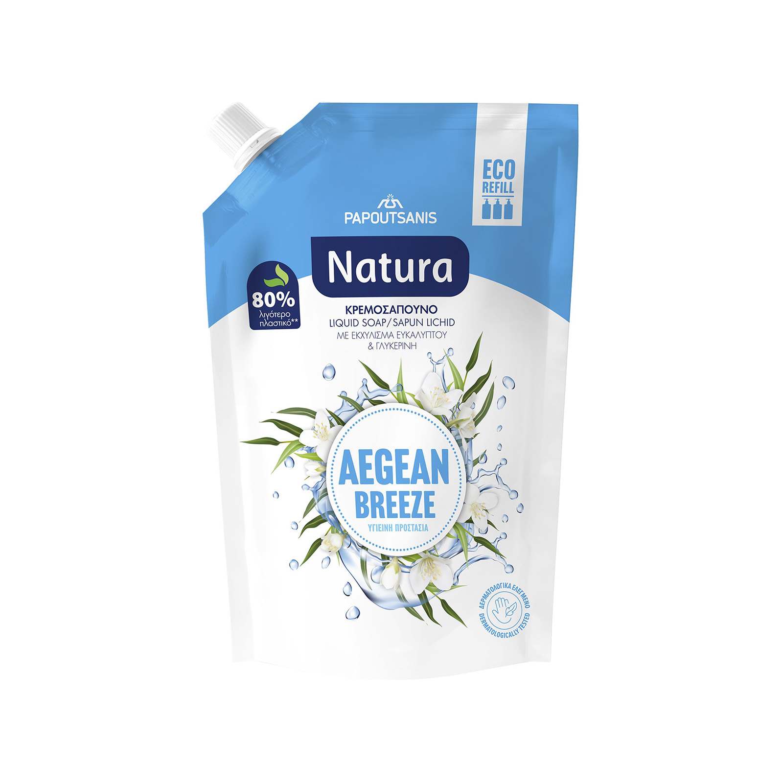 Papoutsanis Natura υγρό κρεμοσάπουνο ανταλλακτικό aegean breeze 750ml εικόνα 1