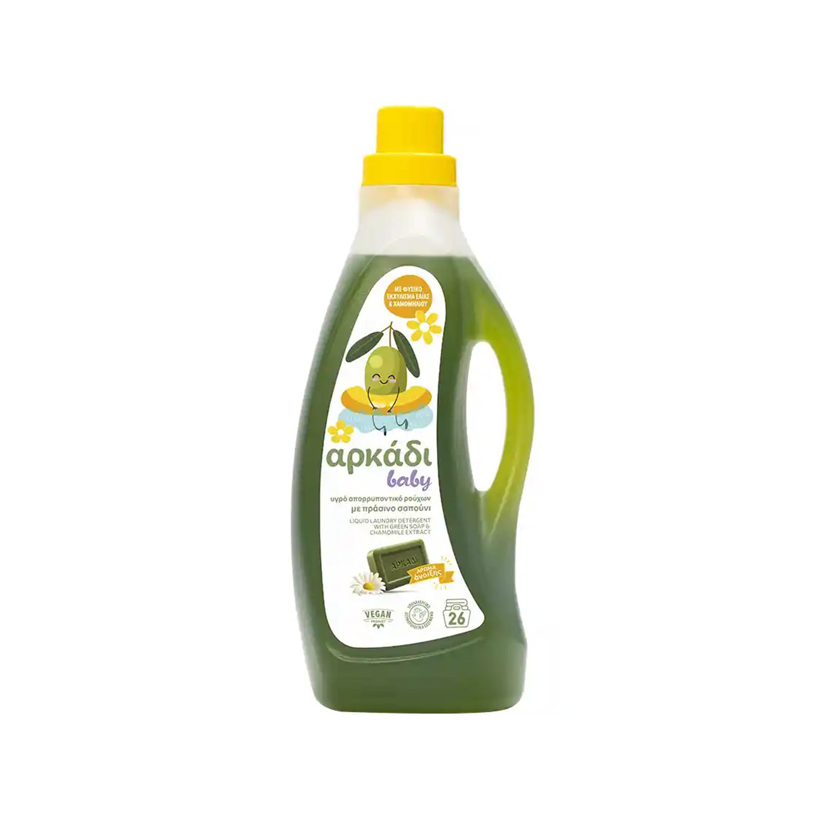 Αρκάδι Baby υγρό απορρυπαντικό ρούχων για μωρά με πράσινο σαπούνι - άρωμα άνοιξης 1,575lt 26μεζ εικόνα 1