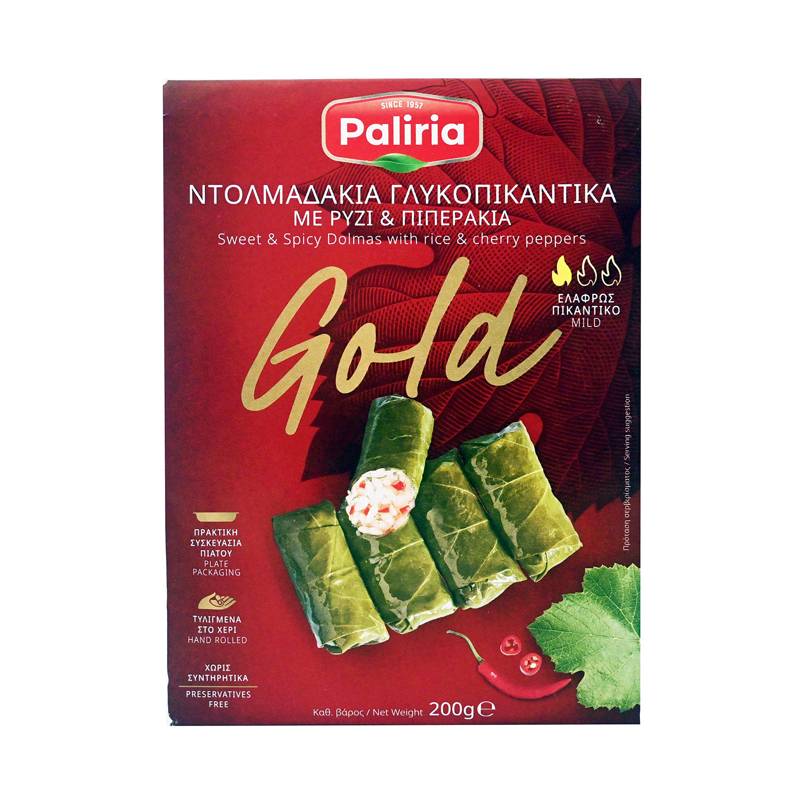 Paliria Gold ντολμαδάκια γλυκοπικάντικα με ρύζι & πιπεράκια 200g εικόνα 1