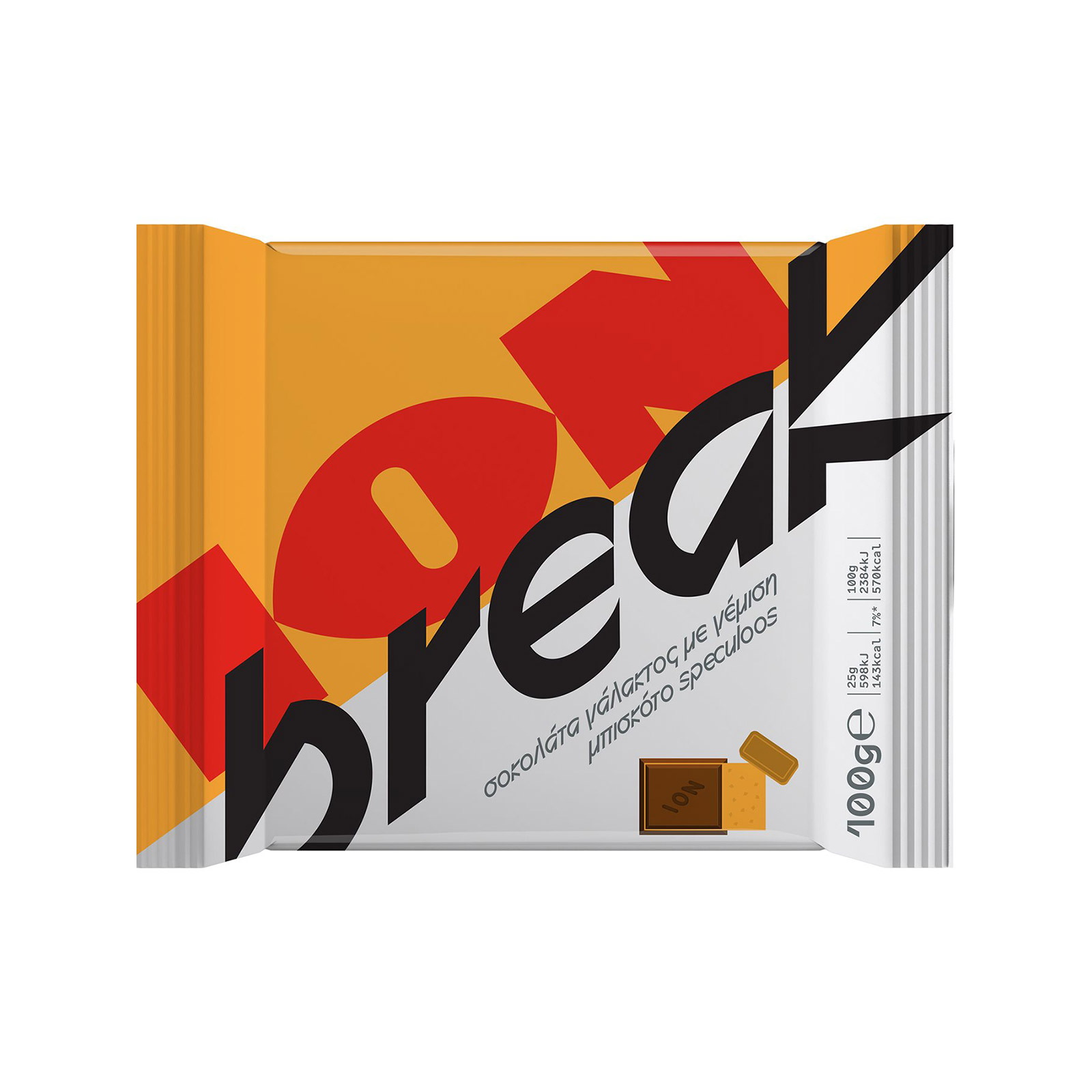 Ιον Break σοκολάτα γάλακτος με γέμιση μπισκότο speculoos 100g εικόνα 1