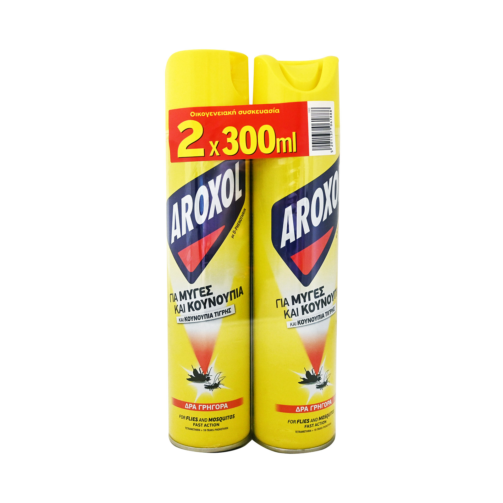Aroxol spray εντομοκτόνο για μύγες & κουνούπια 2x300ml εικόνα 1